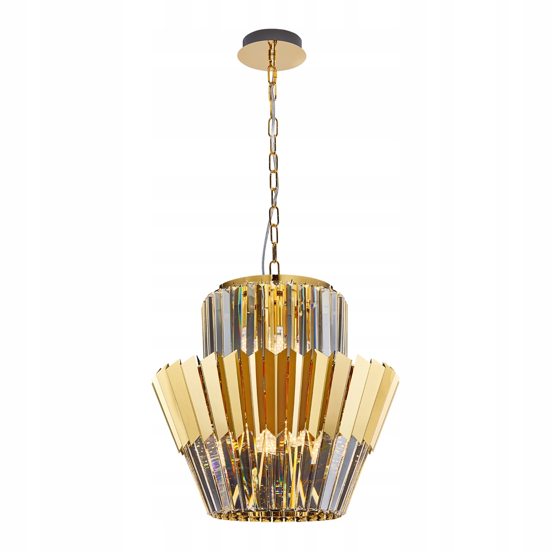 ML0413 Efektný zlatý krištáľový luster 9xE14 Donna Eko-light