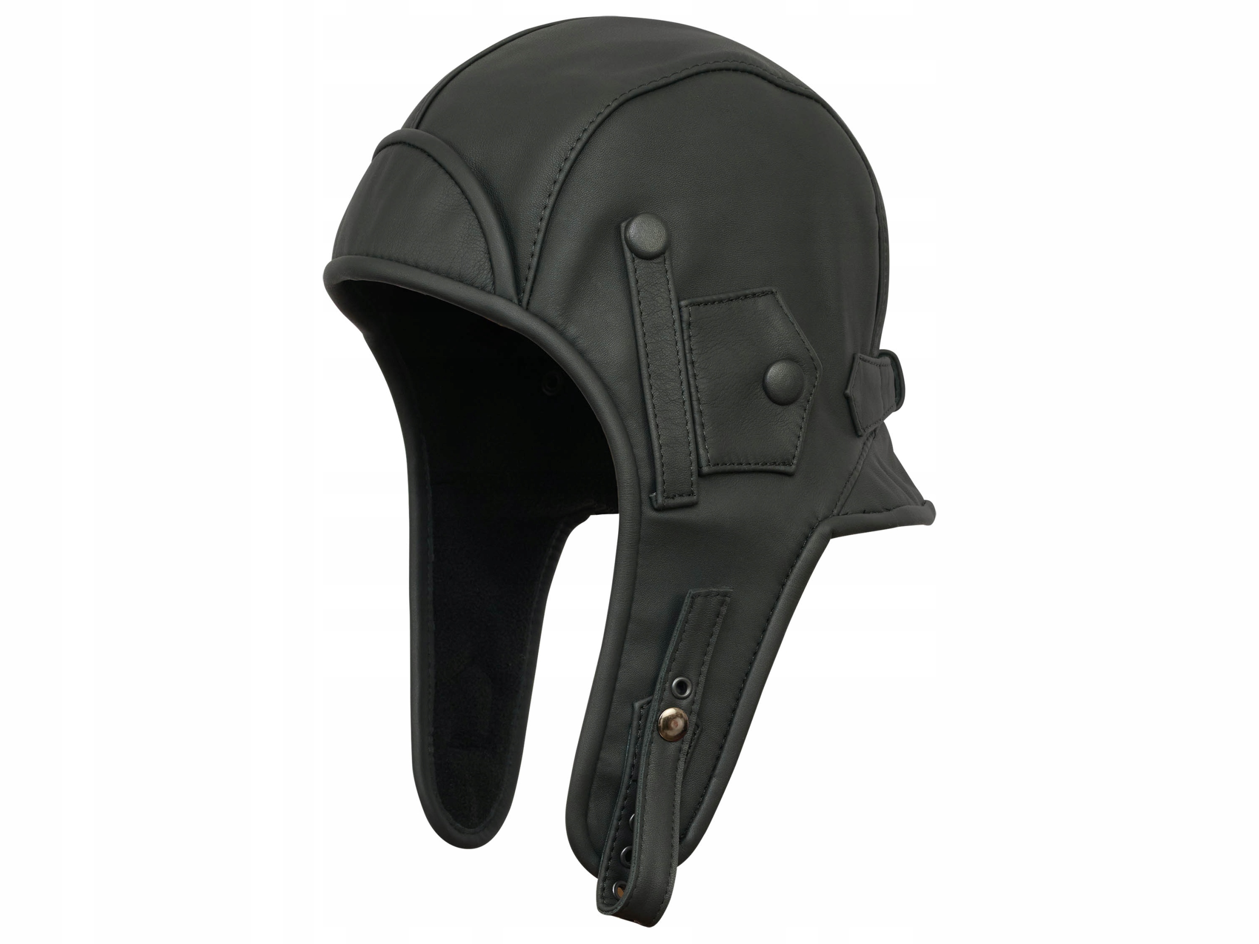Czapka Pilotka Wiatorka Karelia Skóra Naturalna Czarny Kolor 57 CM