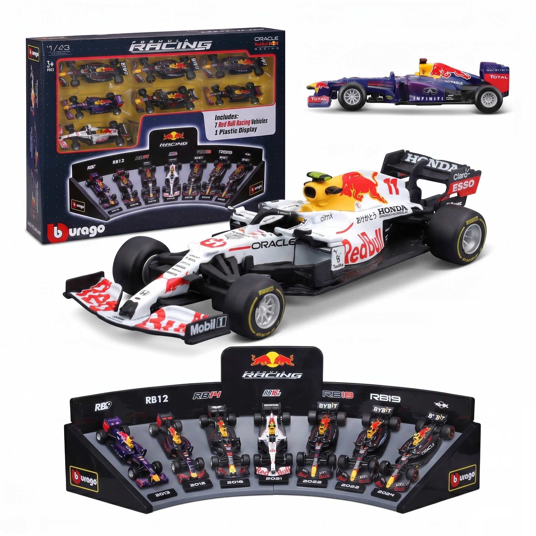 Sada Bolidů F1 Red Bull Expozitor 7 Aut 1:43 Bburago 18-38168
