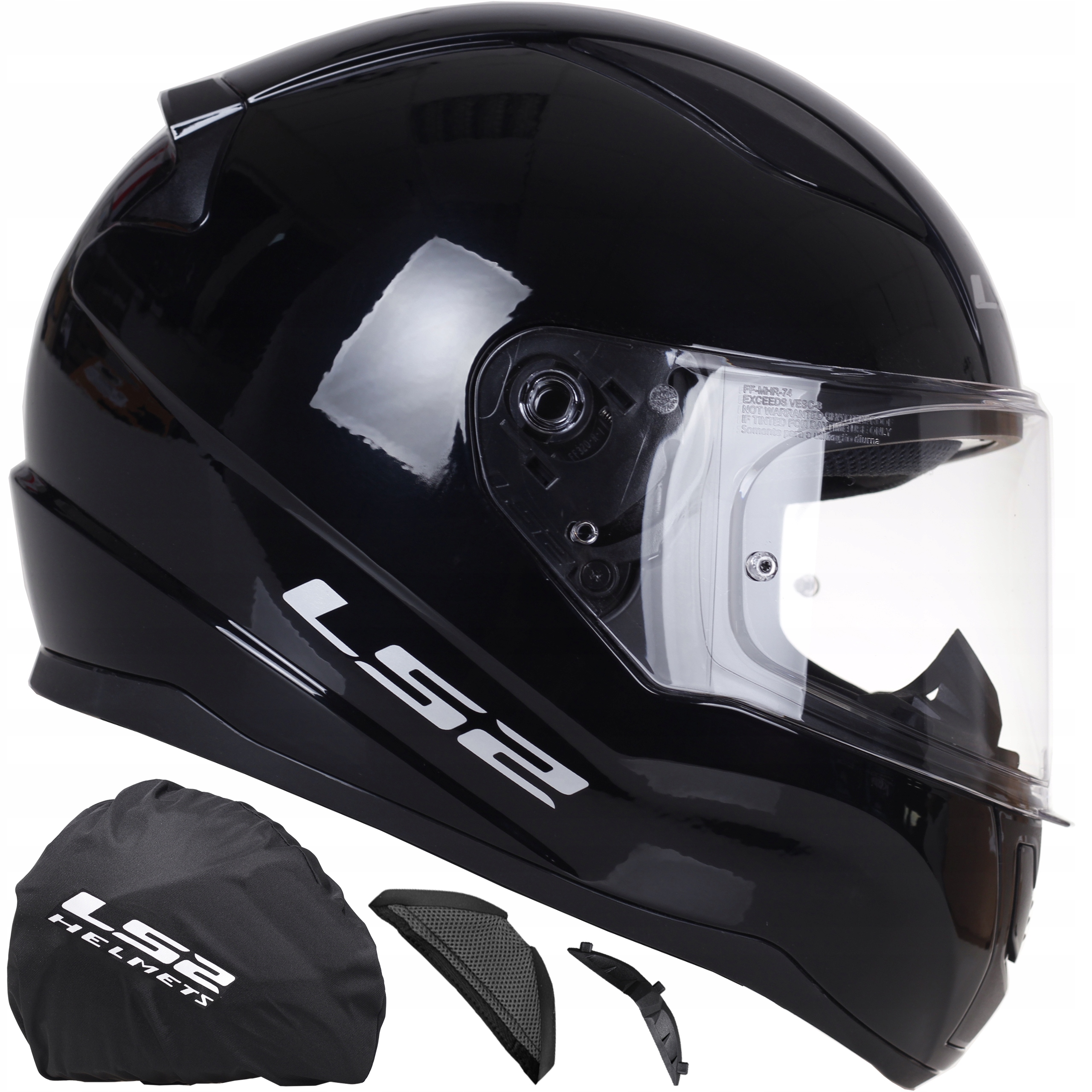 LS2 FF353 RAPID II KASK MOTOCYKLOWY CZARNY POŁYSK SYSTEM PINLOCK ECE 22.06