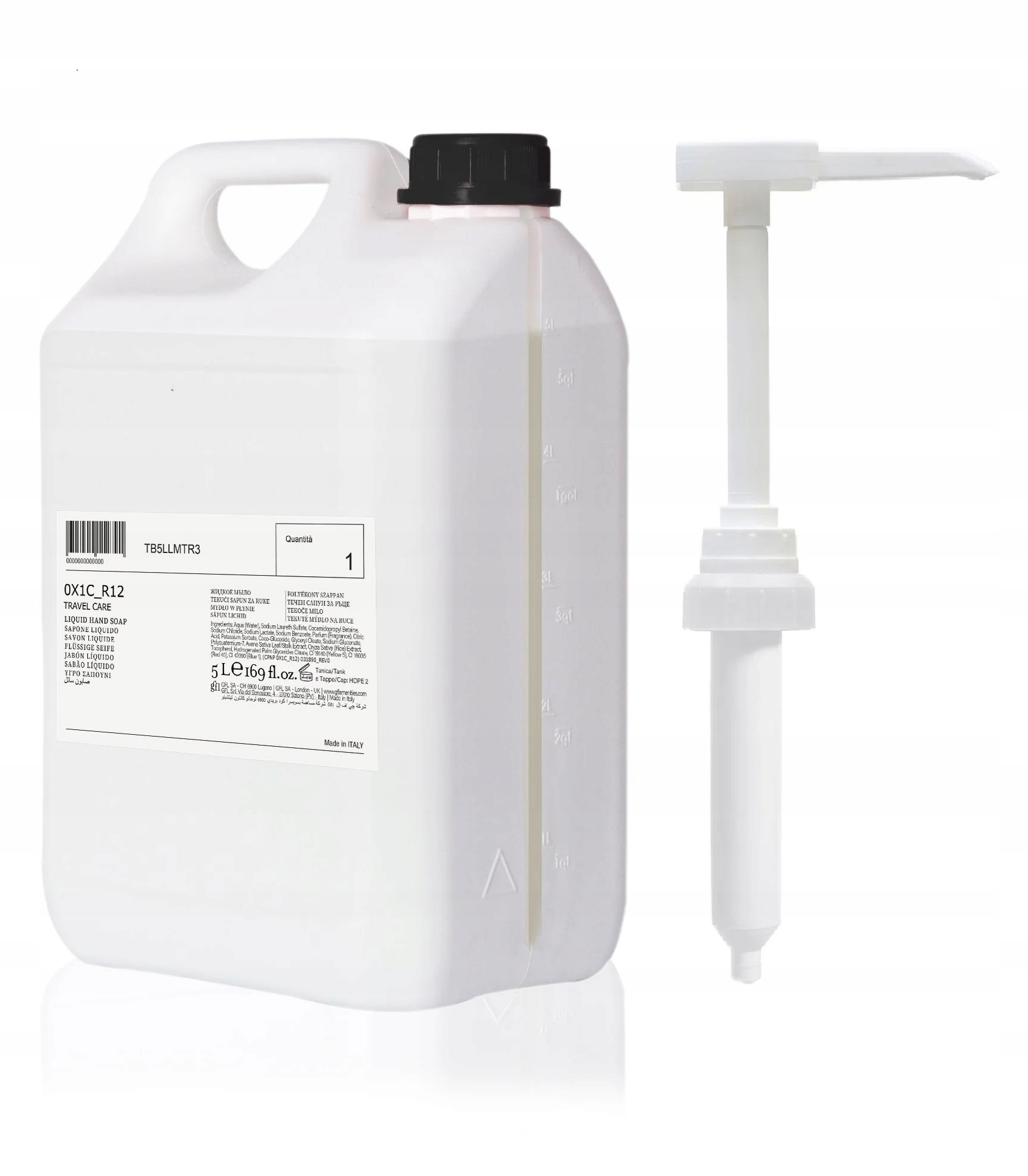 Travel Care 5L Přírodní tekuté mýdlo Pumpička na balení 5 litrů Gfl