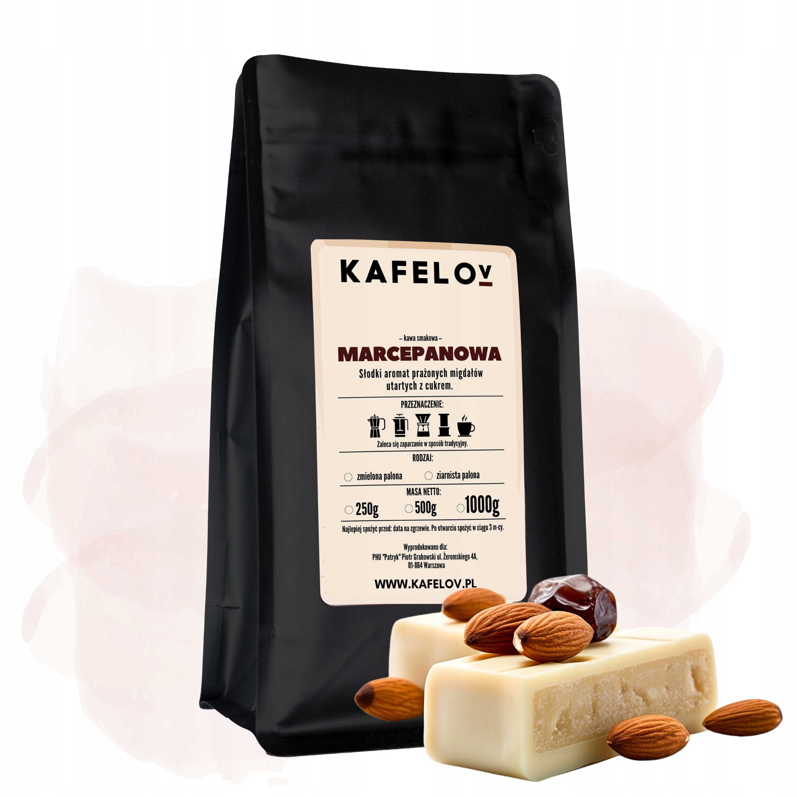 Levně Káva Kafelov s příchutí Marcipán 1000 g mletá