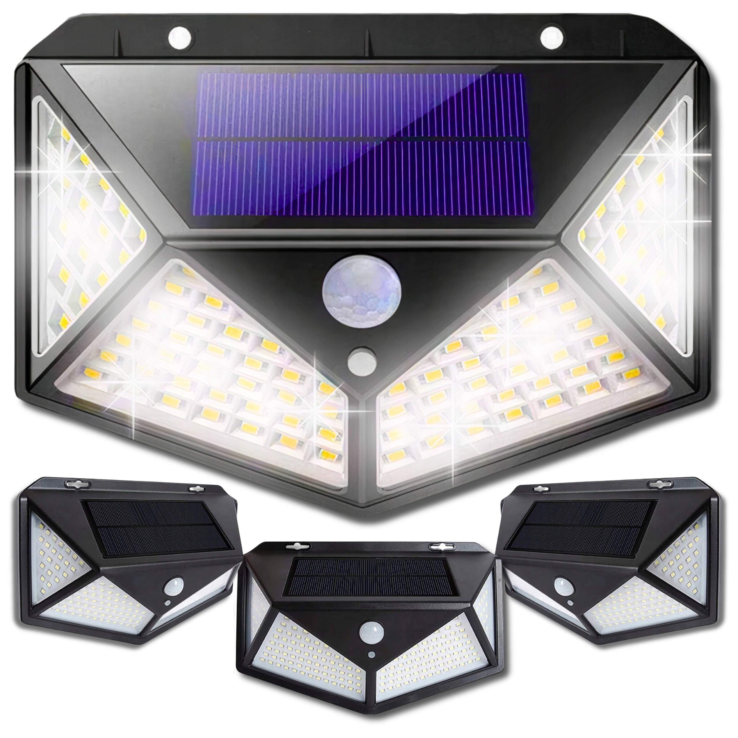 LAMPA SOLARNA LED 100 ULICZNA OGRODOWA ELEWACYJNA CZUJNIK RUCHU ZMIERZCHU