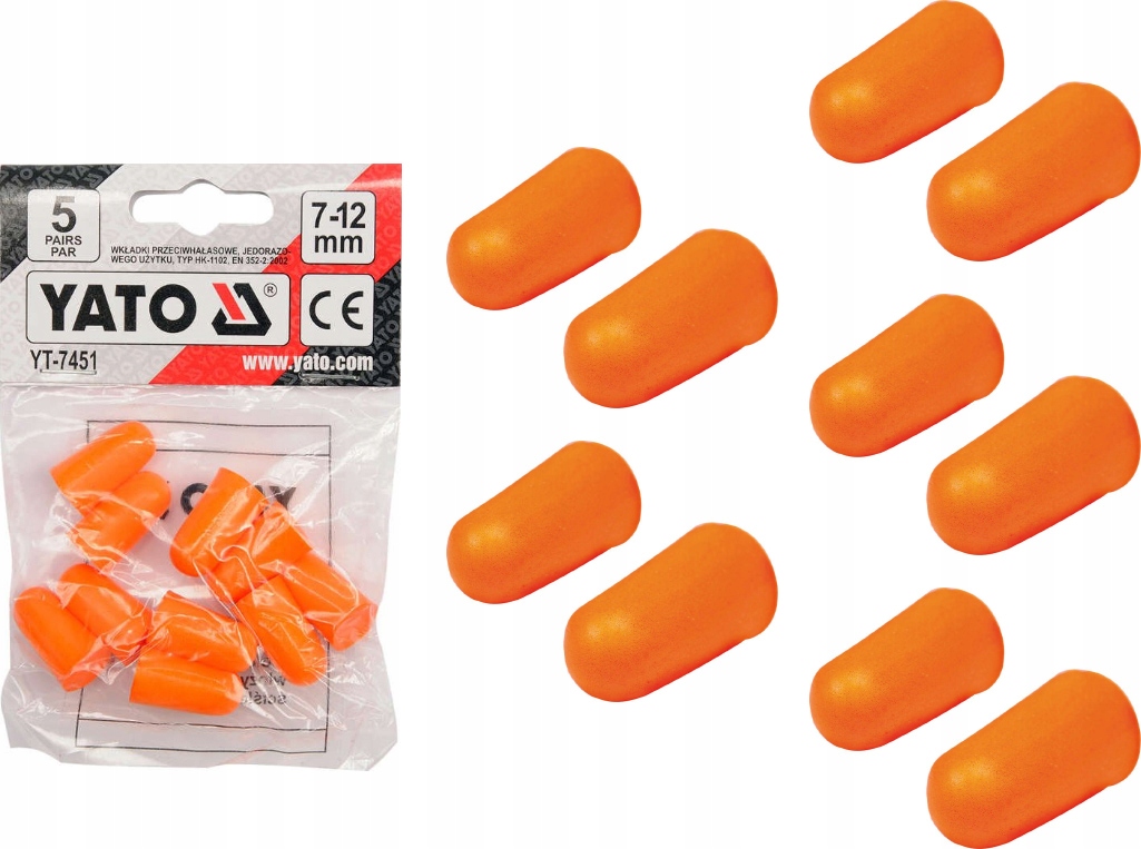 YATO ZATYCZKI DO USZU DOUSZNE WKŁADKI PIANKOWE OCHRONNE SNR 34 DB 5 PAR