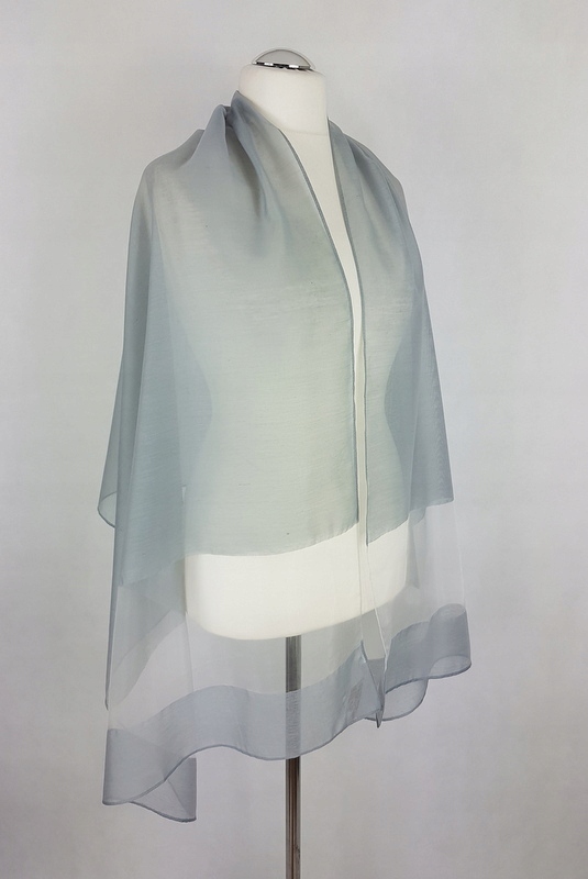 129 Elegancki SZAL na sukienkę SZARY Kolor biały