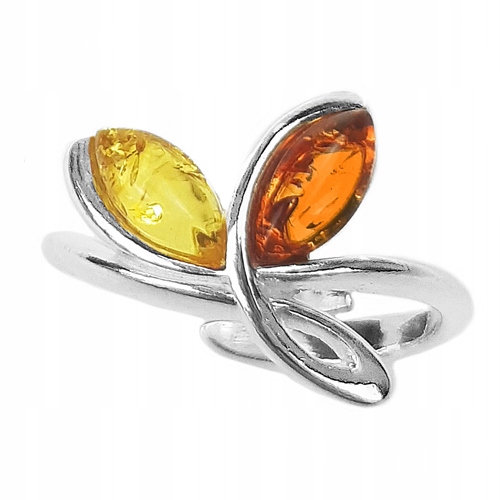 Stříbrný Prstýnek s originálním baltský jantar ze Stříbra 925, nastavitelný