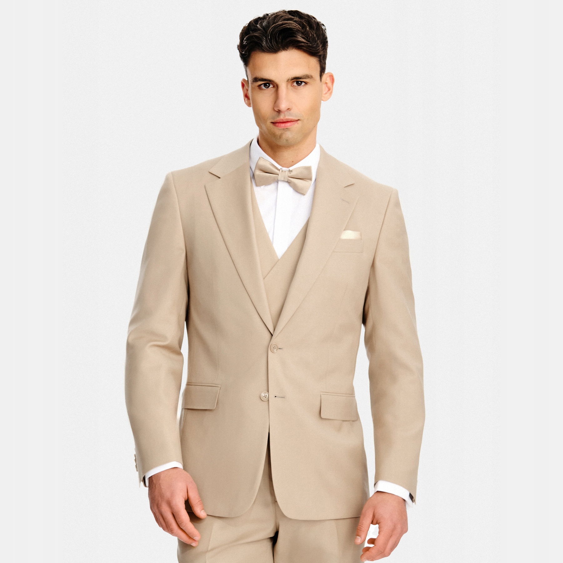 Béžová sako obleková 100% vlna Slim Fit Pako Lorente vel