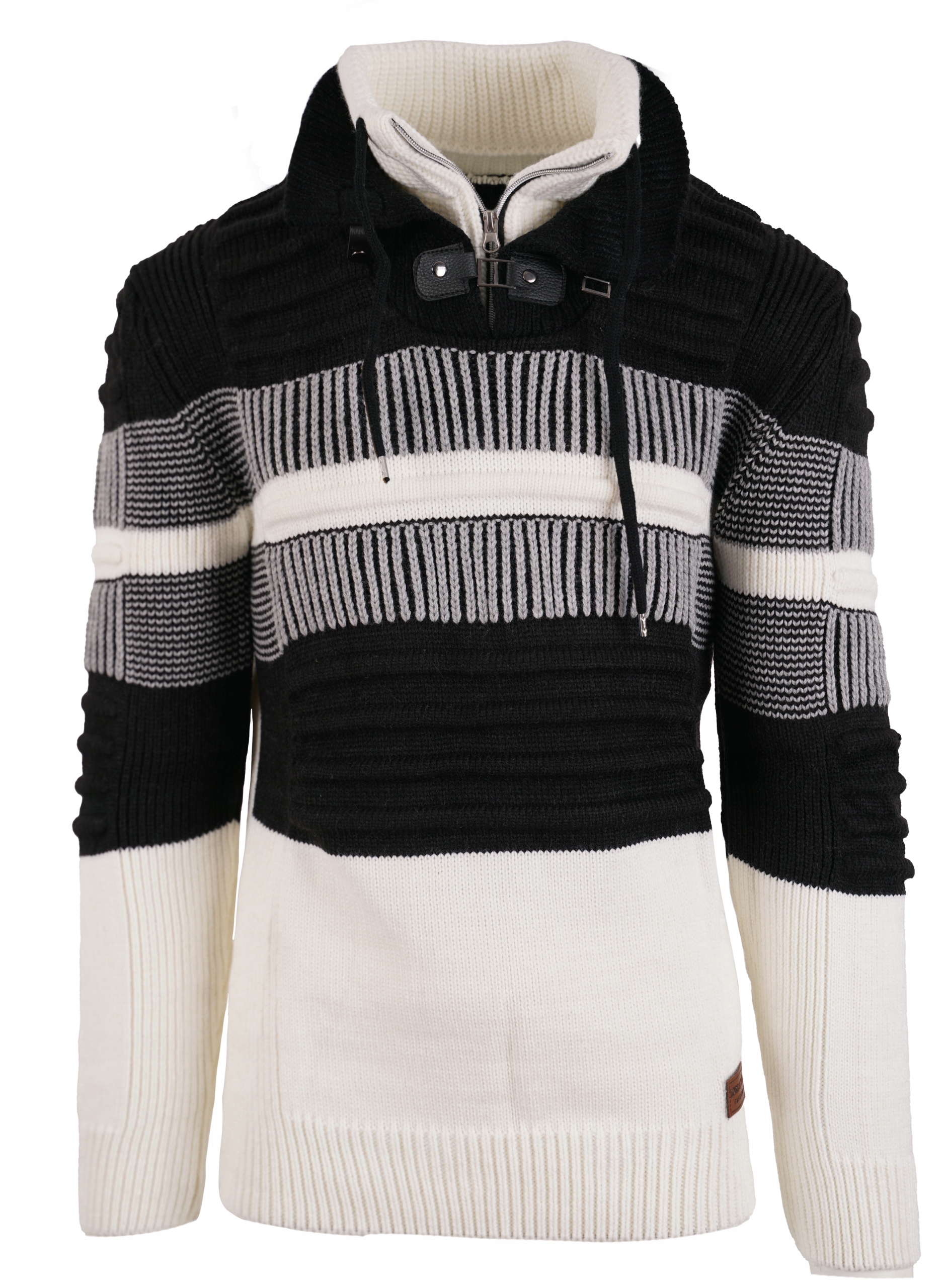 SWETER WEŁNIANY GRUBY MĘSKI CIEPŁY GOLF STÓJKA 3XL Dekolt golf