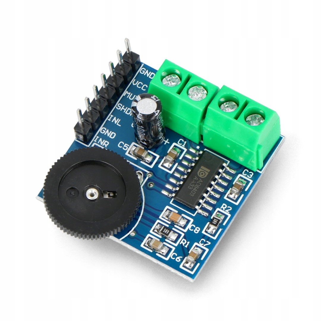 

Wzmacniacz audio stereo dwukanałowy ze złączami