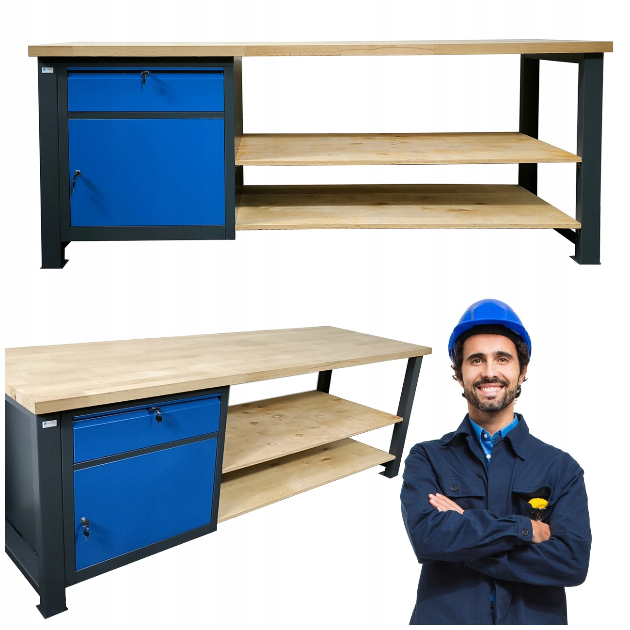 ВЕРСТАК С ШКАФОМ МЕТАЛЛИЧЕСКИЙ ПРОМЫШЛЕННЫЙ РАБОЧИЙ СТОЛ 210X68X83CM P-2150