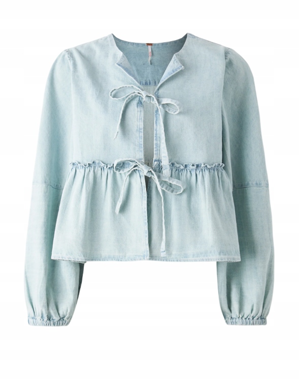 Free People Brunch Babe Košilka světle modrý denim L