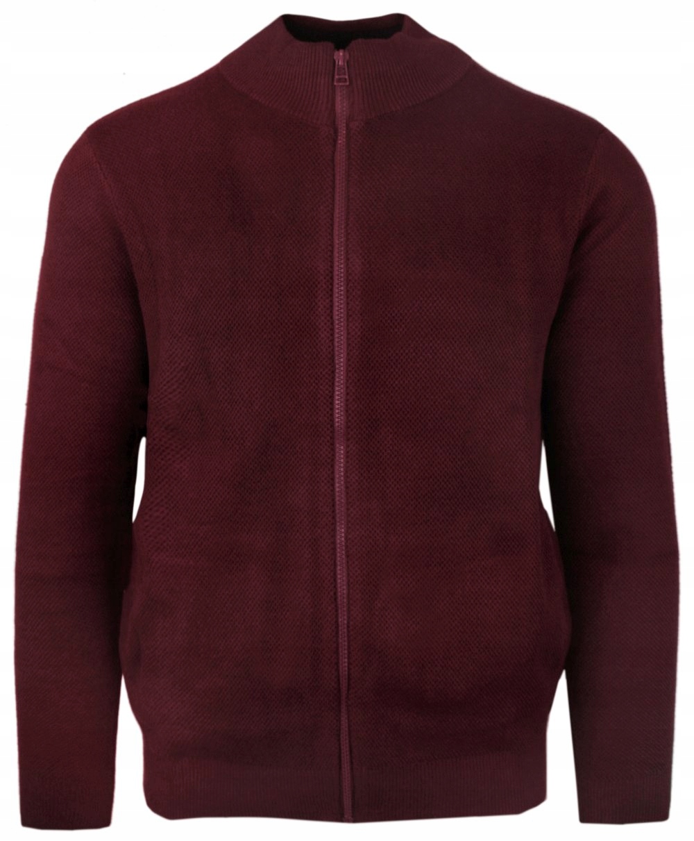 Bavlněný svetr na zip, vysoký výstřih, kapsy – Alties- Bordo – M