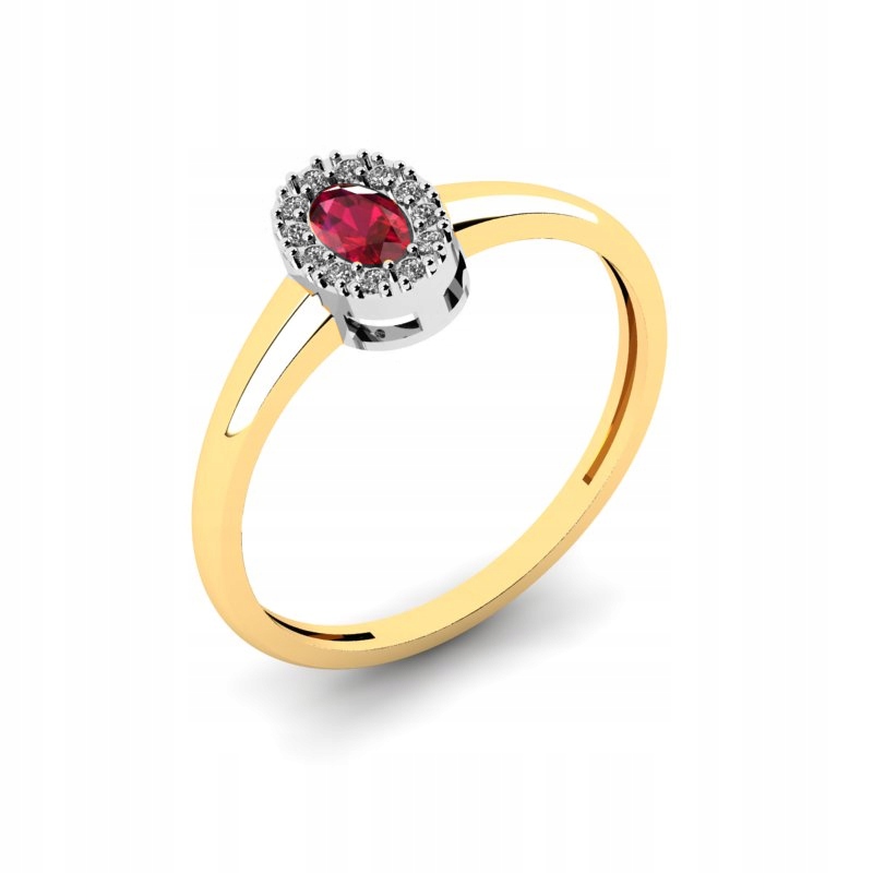 

Pierścionek Złoty Z Rubinem I Brylantami