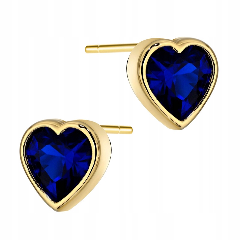 Krásné Zlaté Náušnice pr. 585 Srdce Granátová Zirkon tyčinka 14k