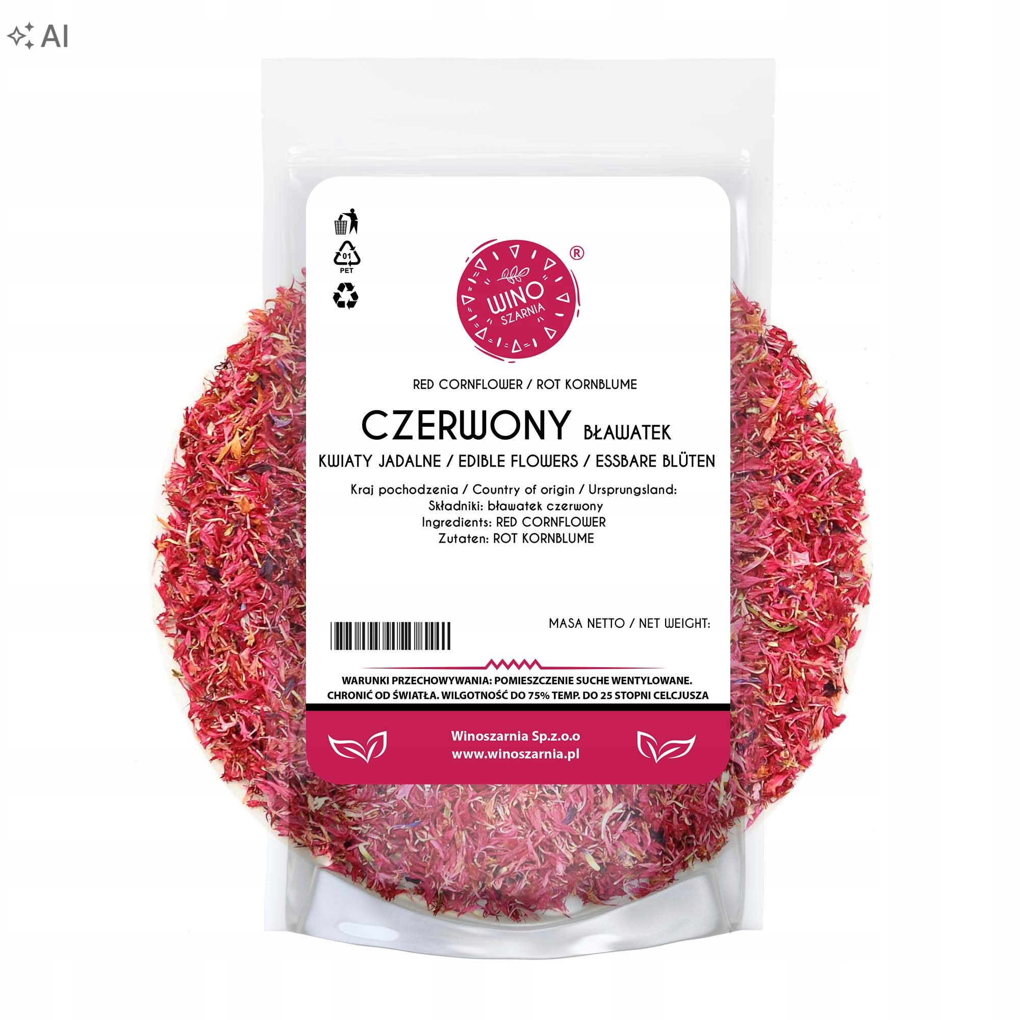 Sušené Plátky Chrpa Modrá Červený 1 kg Jedlé Květy