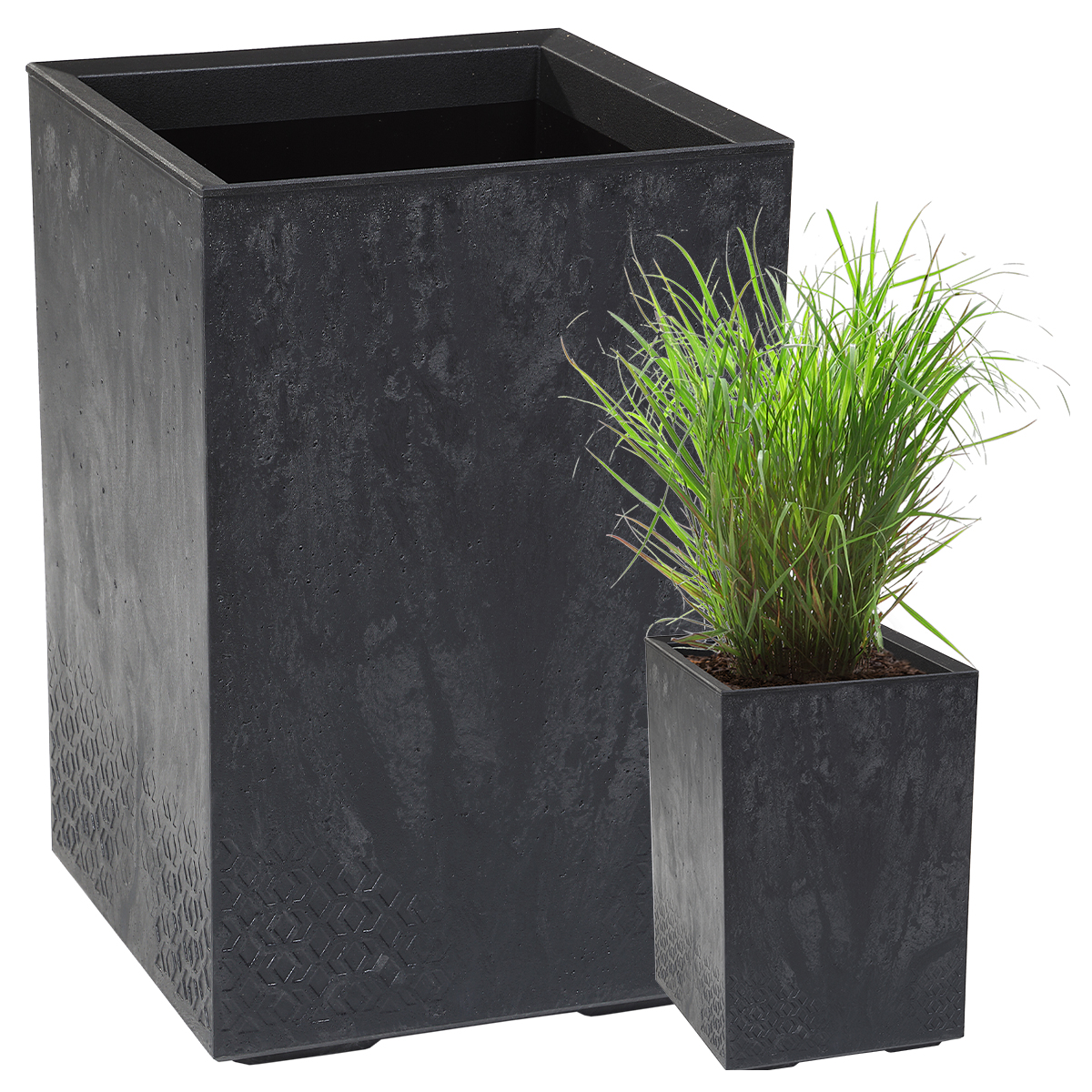 Donica Kwietnik Doniczka Misa Skrzynia Wysoka Karo Czarny Beton 40x40x60cm