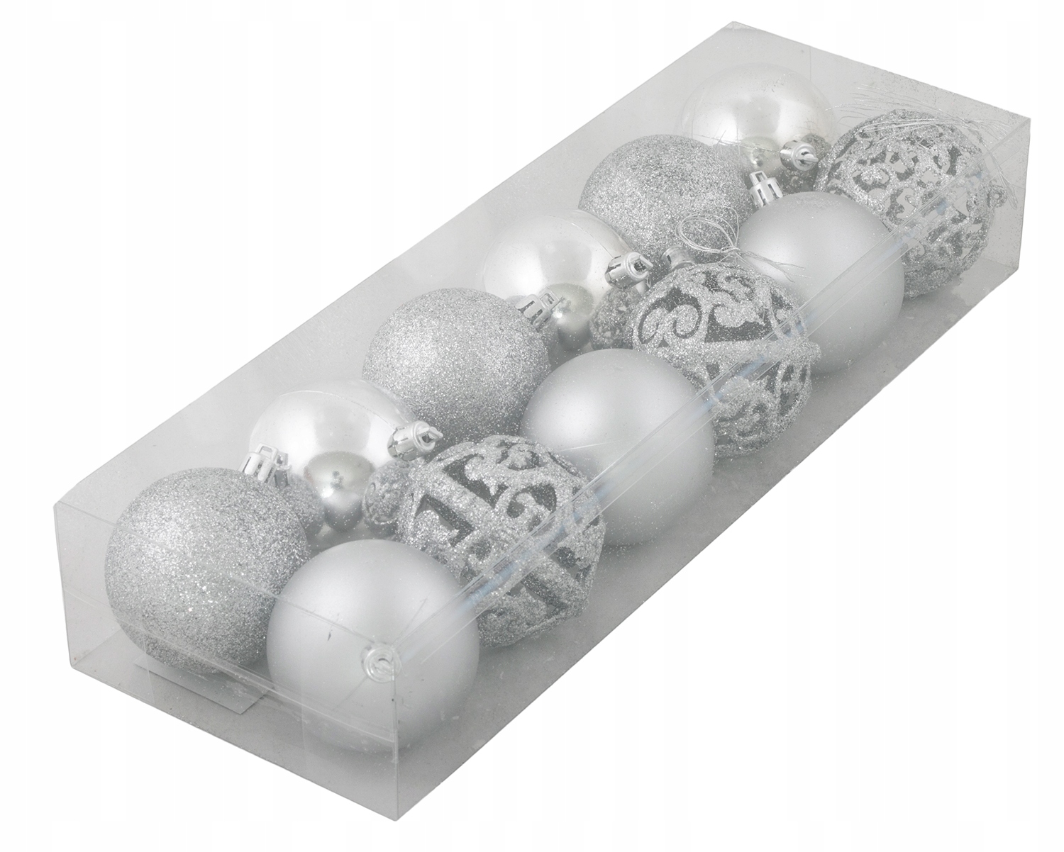 

Bombki Świąteczne plastikowe srebrne 10 Sztuk