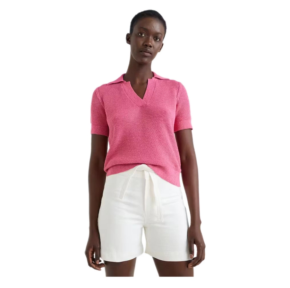 Tričko dámské polokošile Tommy Hilfiger svetrová volná lněná růžová vel. S