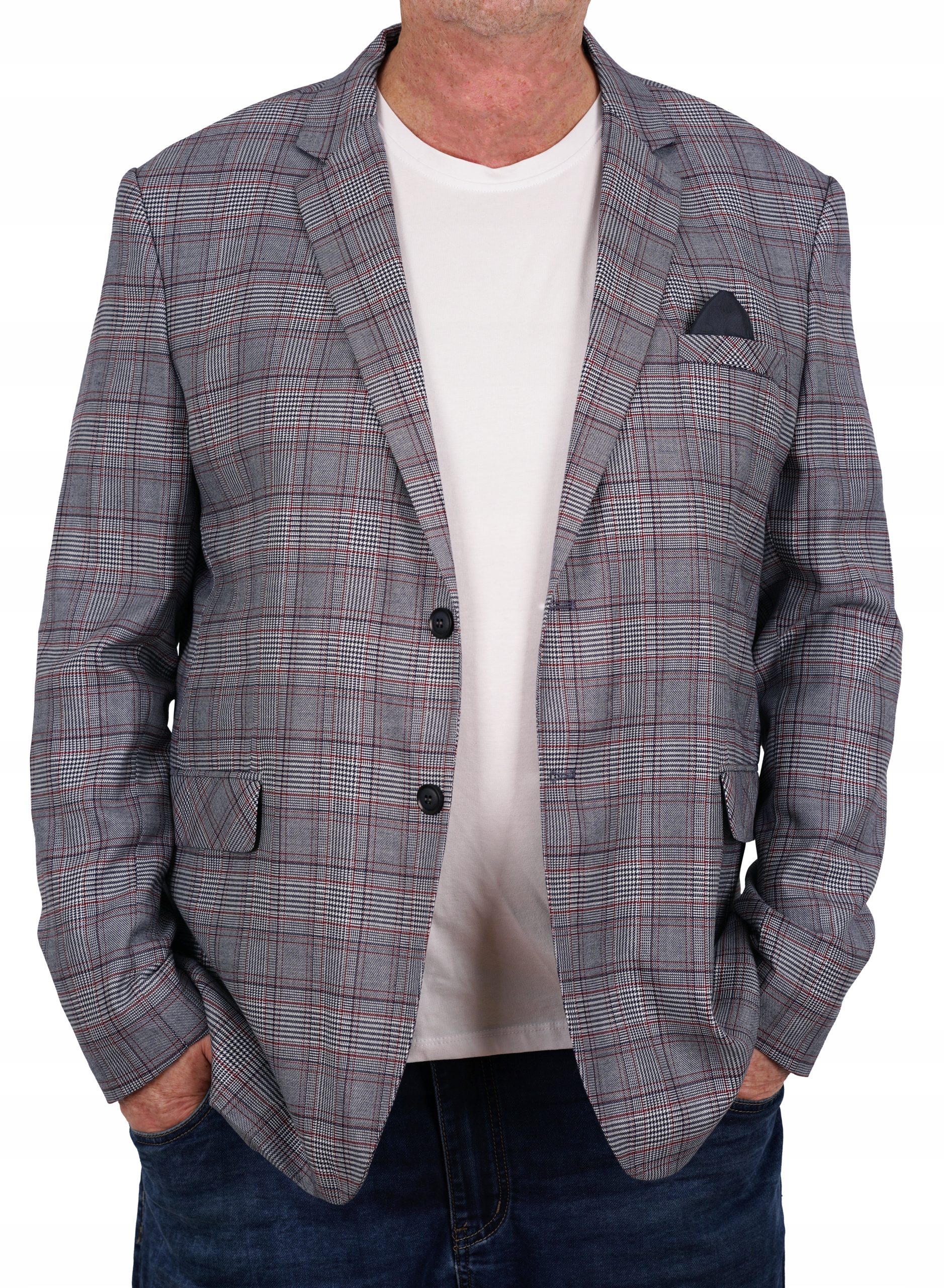 MARYNARKA MĘSKA W KRATĘ WIZYTOWA SZARA ELEGANCKA CASUAL TURECKA DUŻA 62 Marka inna