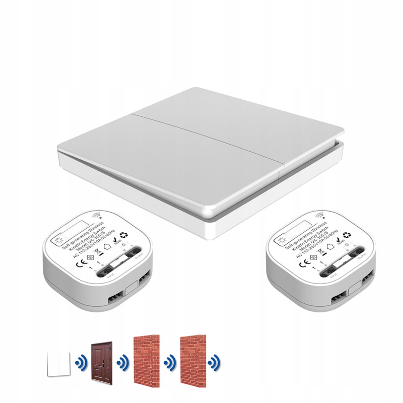 Bezdrátový duální spínač pro světlo s 2 rádiovými přijímačemi