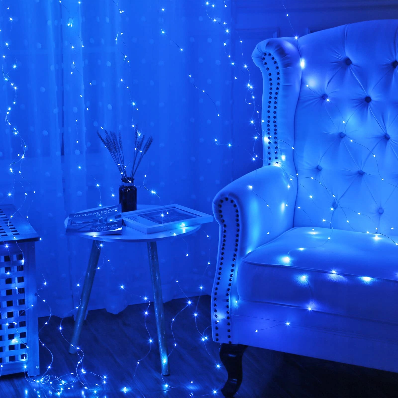 YIZHET KURTYNA GIRLANDA ŚWIETLNA LAMPKI DEKORACYJNE CIEPŁE 3x3m 300 LED — miniatura 6