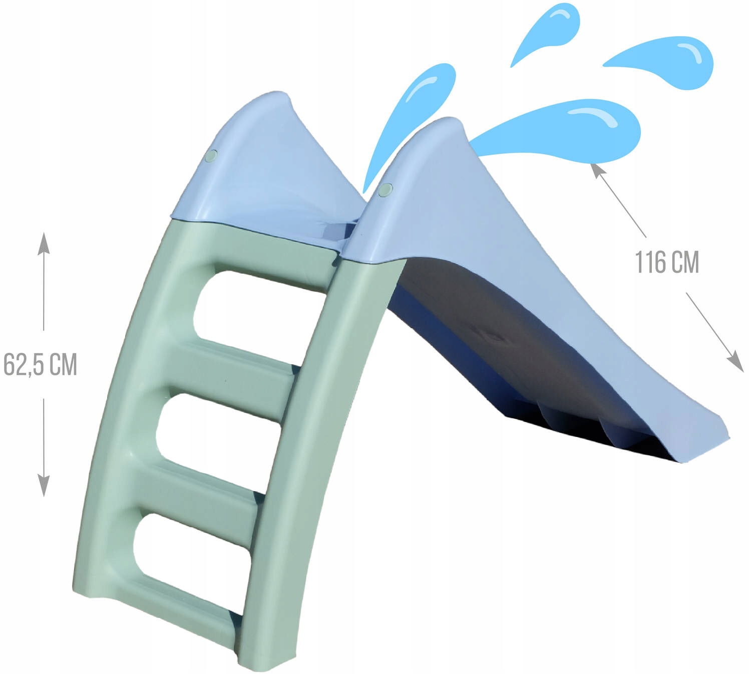 ZJEŻDŻALNIA OGRODOWA WODNA ŚLIZG 116 CM PASTELOWA niebieska MOCHTOYS Długość ślizgu 116 cm