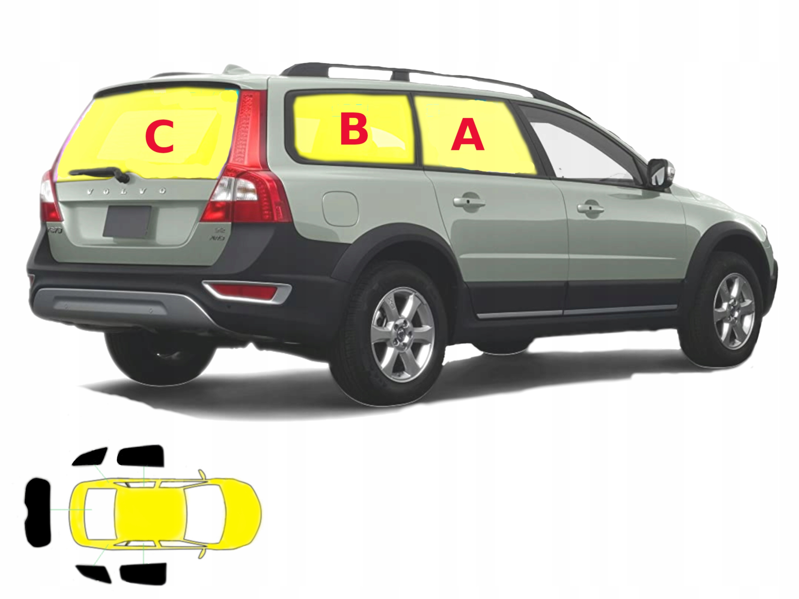 Záclony určené pro Volvo XC70 III gen. 5 ks