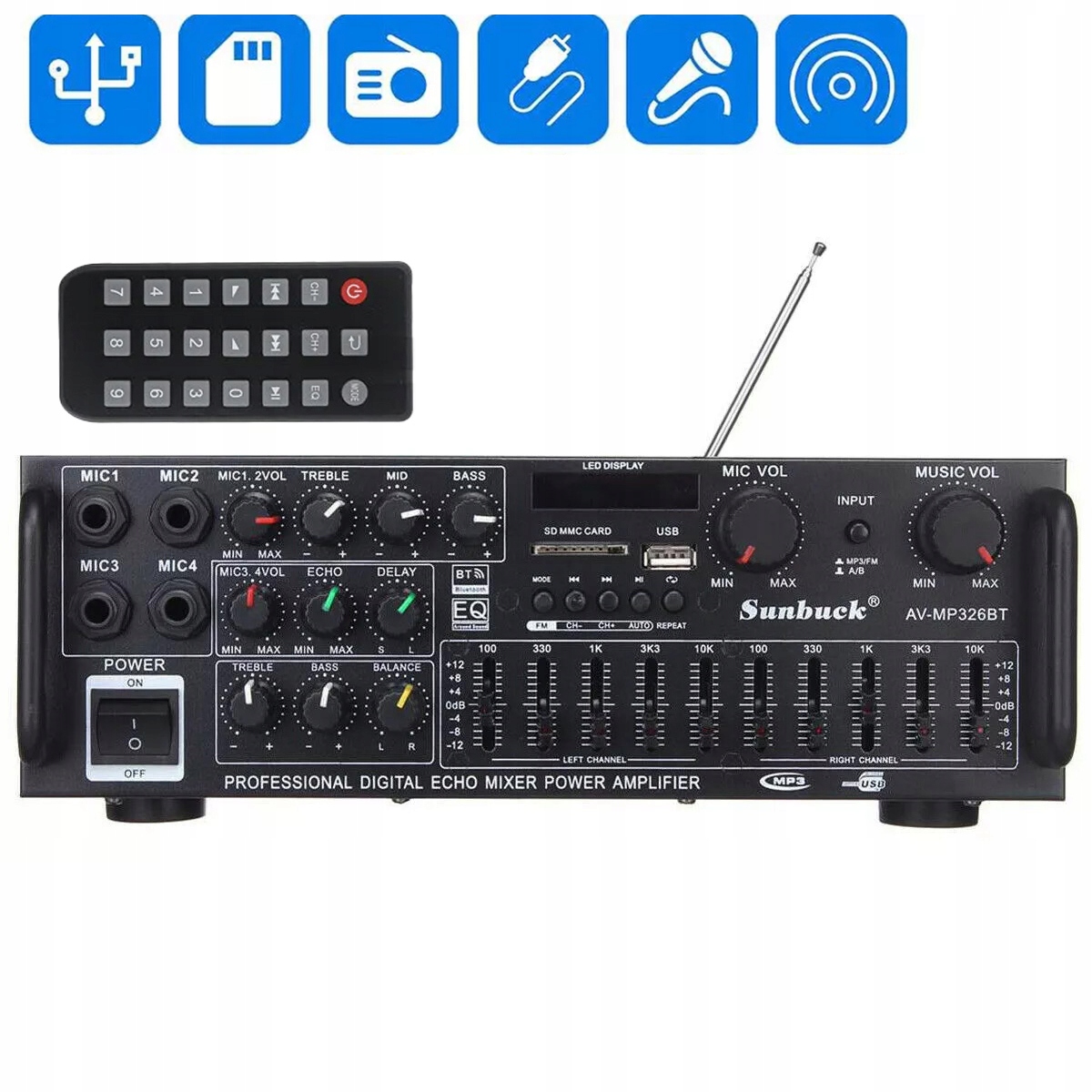 5.0 Bluetooth Zesilovač Pro Domácí Použití 2000W Stereo nový