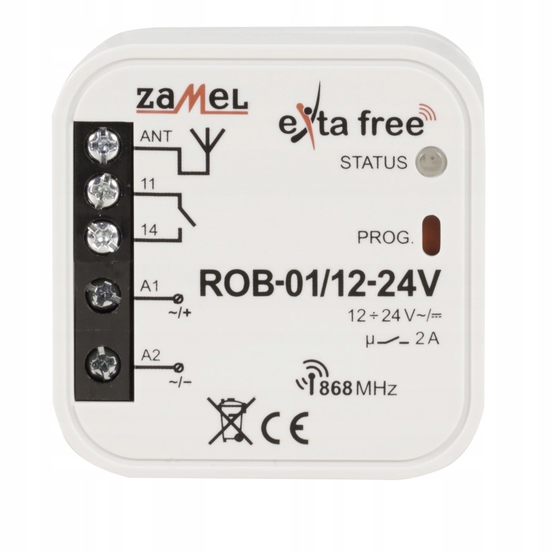 Radiopřijímač bránový Zamel ROB-01 12-24V Ac/dc Exta Free 868 MHz