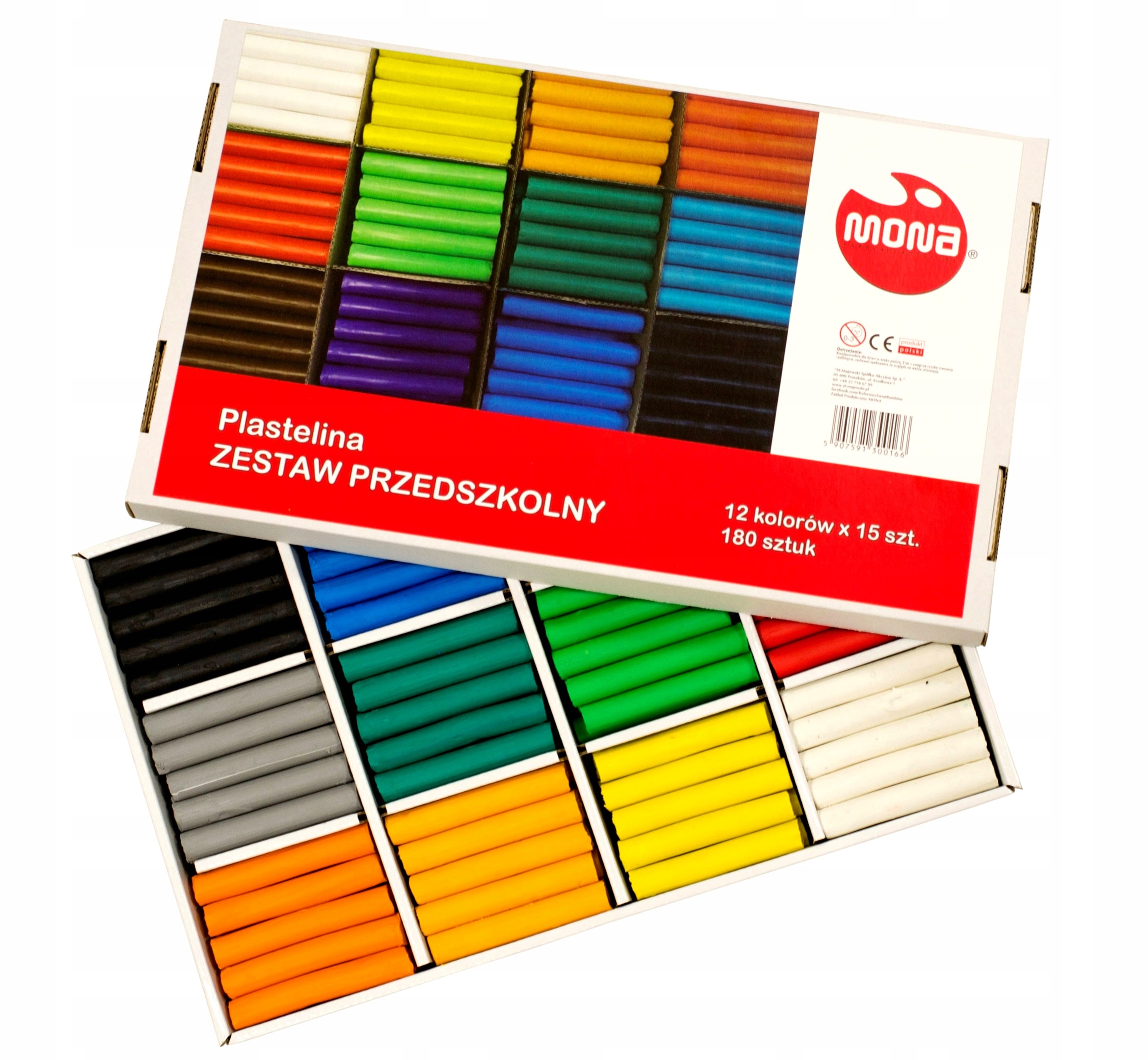 

Plastelina Zestaw 180szt 12kol x 15szt Mona