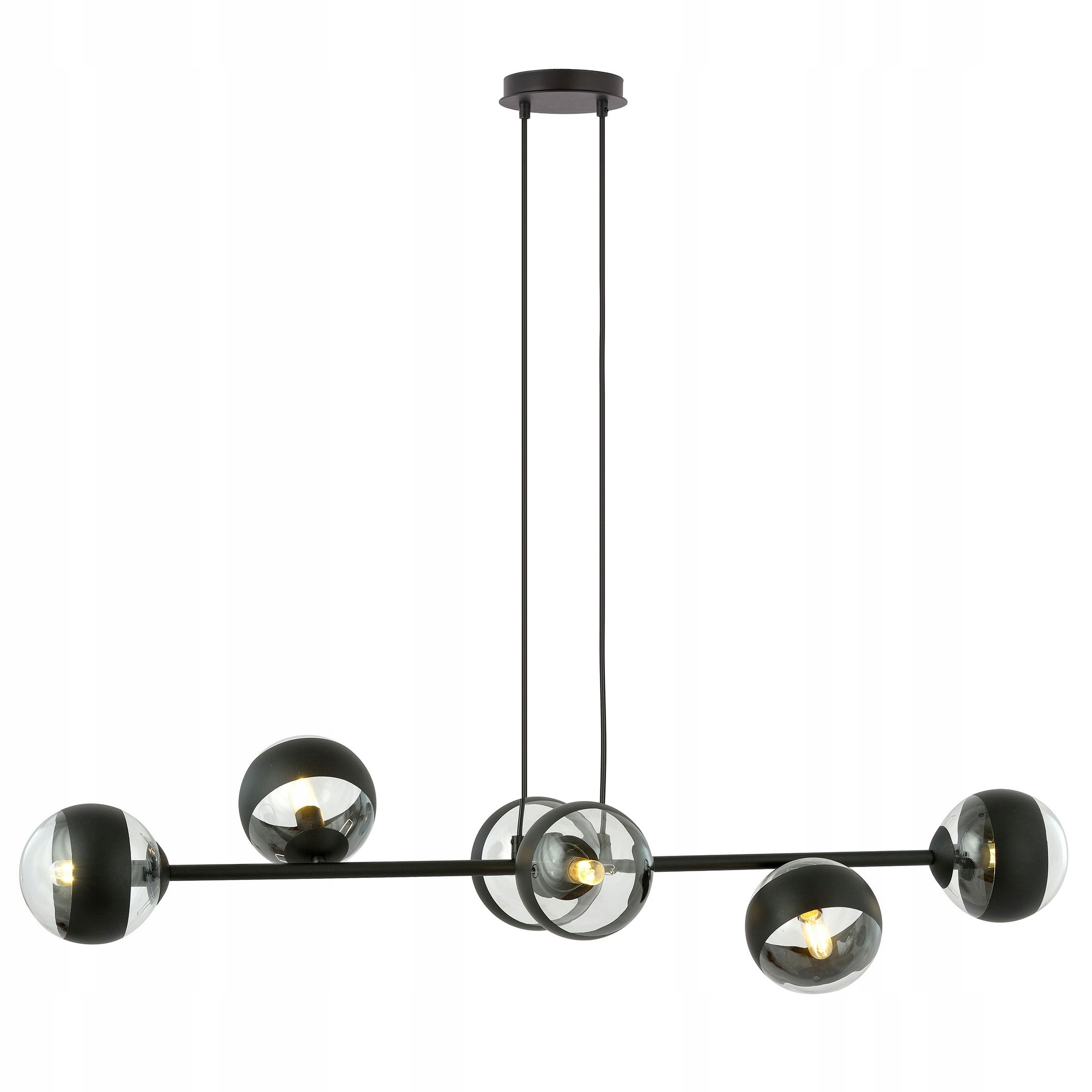 Lampa do jedálne s 6 tienidlami a čiernym pásikom Rossi 6 Bl Black Stripe E14
