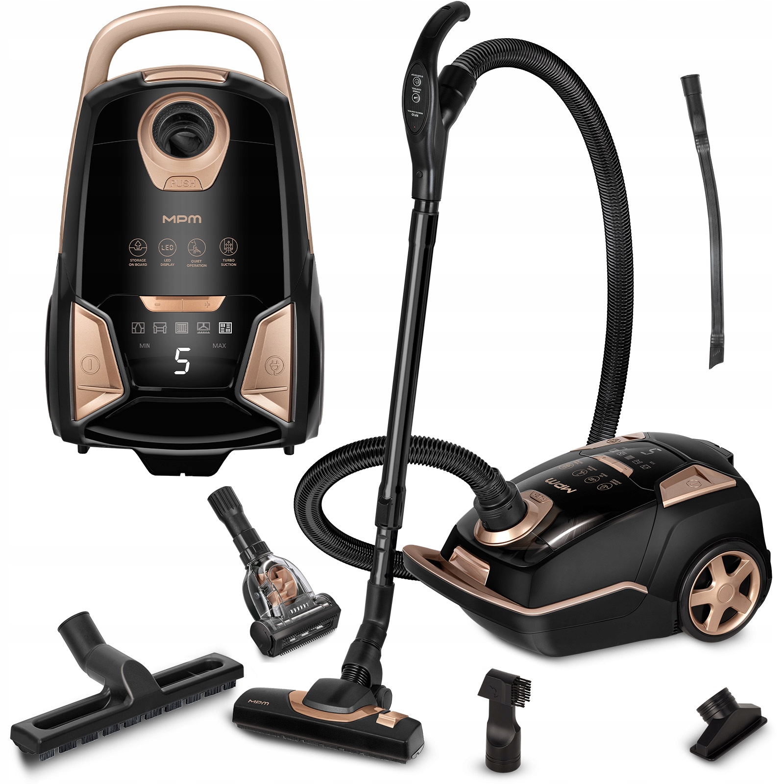 Odkurzacz Tradycyjny Workowy Cichy 65DB Mocny Filtr Hepa Turbo Mpm MOD-55