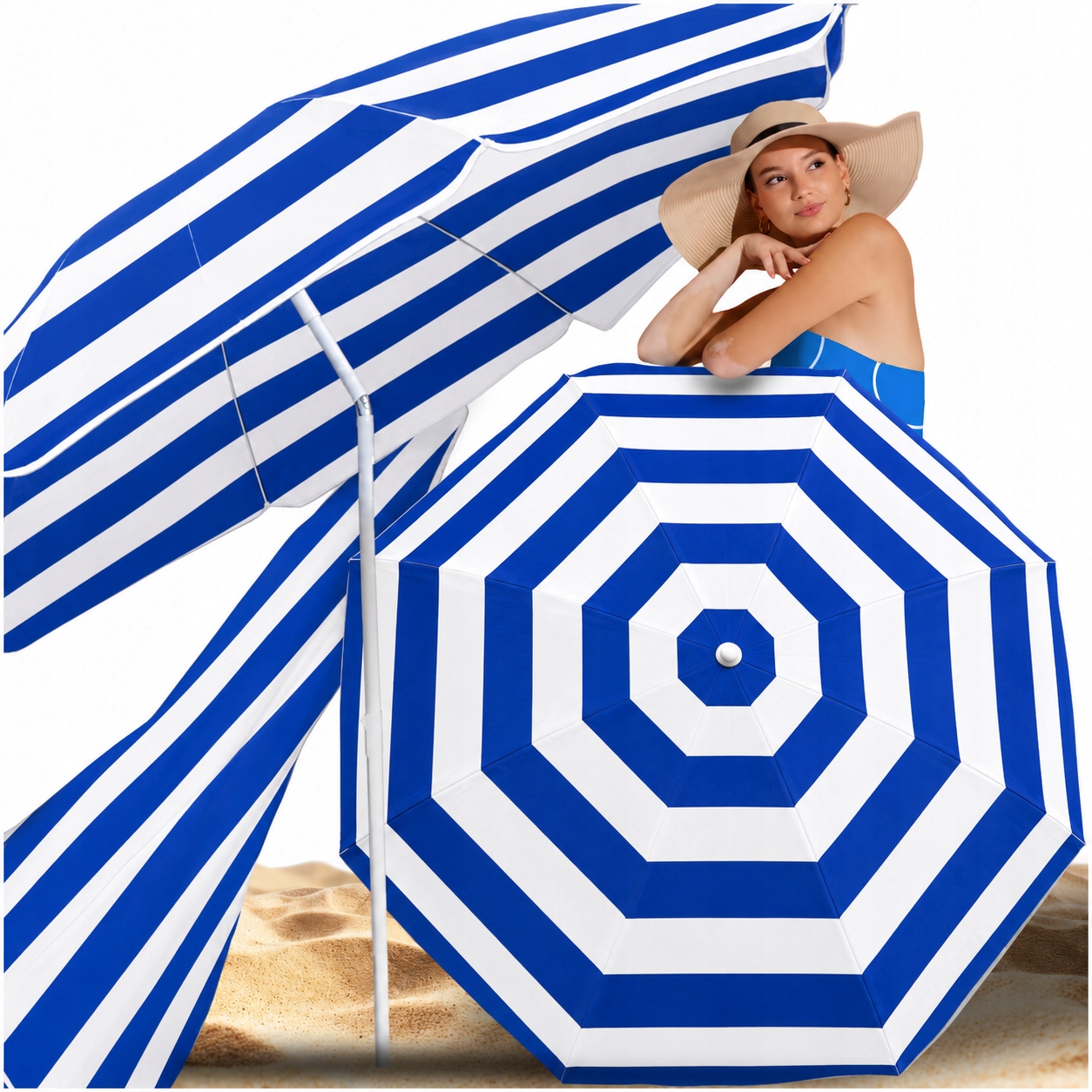 PARASOL OGRODOWY DUŻY PLAŻOWY BALKONOWY SKŁADANY ŁAMANY 200CM XXL MOCNY