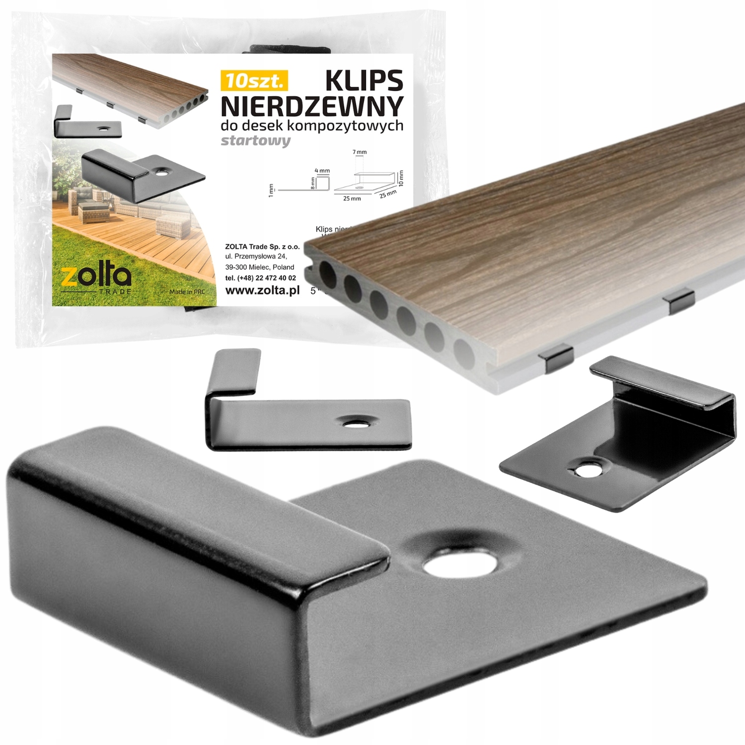 KLIPSY MONTAŻOWE startowe do desek tarasowych 10sz