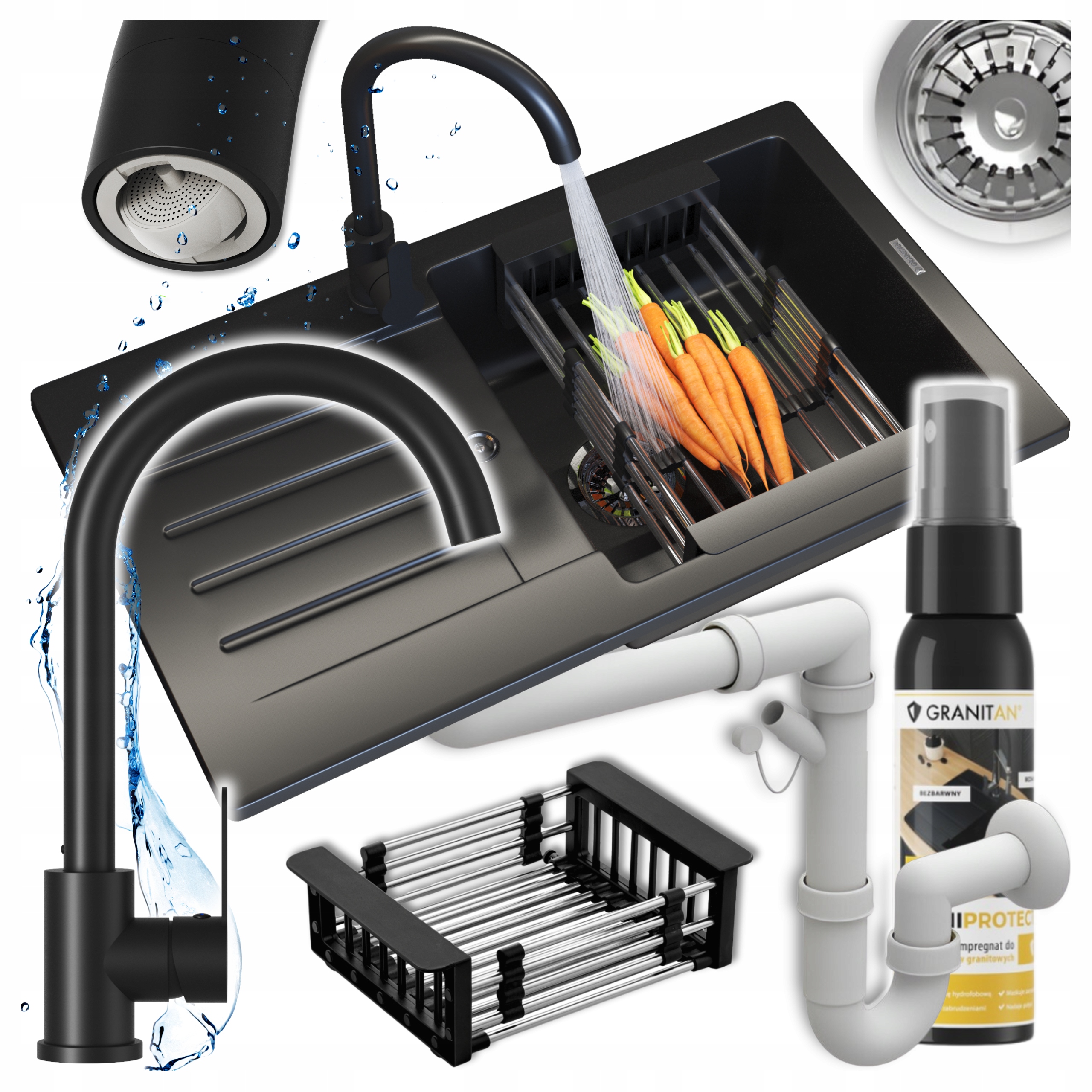 Jednokomorový drez s odkvapkávačom Kuchynský drez Trix Sifón Darček