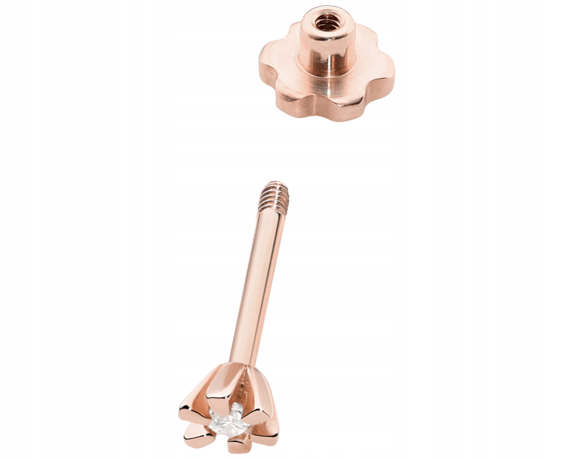 Růžové Zlato Náušnice 1 Kus Šroubovací Tyčinka Ryzost 585 Briliant