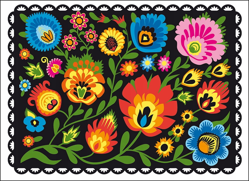 KARTKA SKŁADANA KARNET B6 KOPERTA ŁOWICKA WYCINANKA KWIATY FOLK