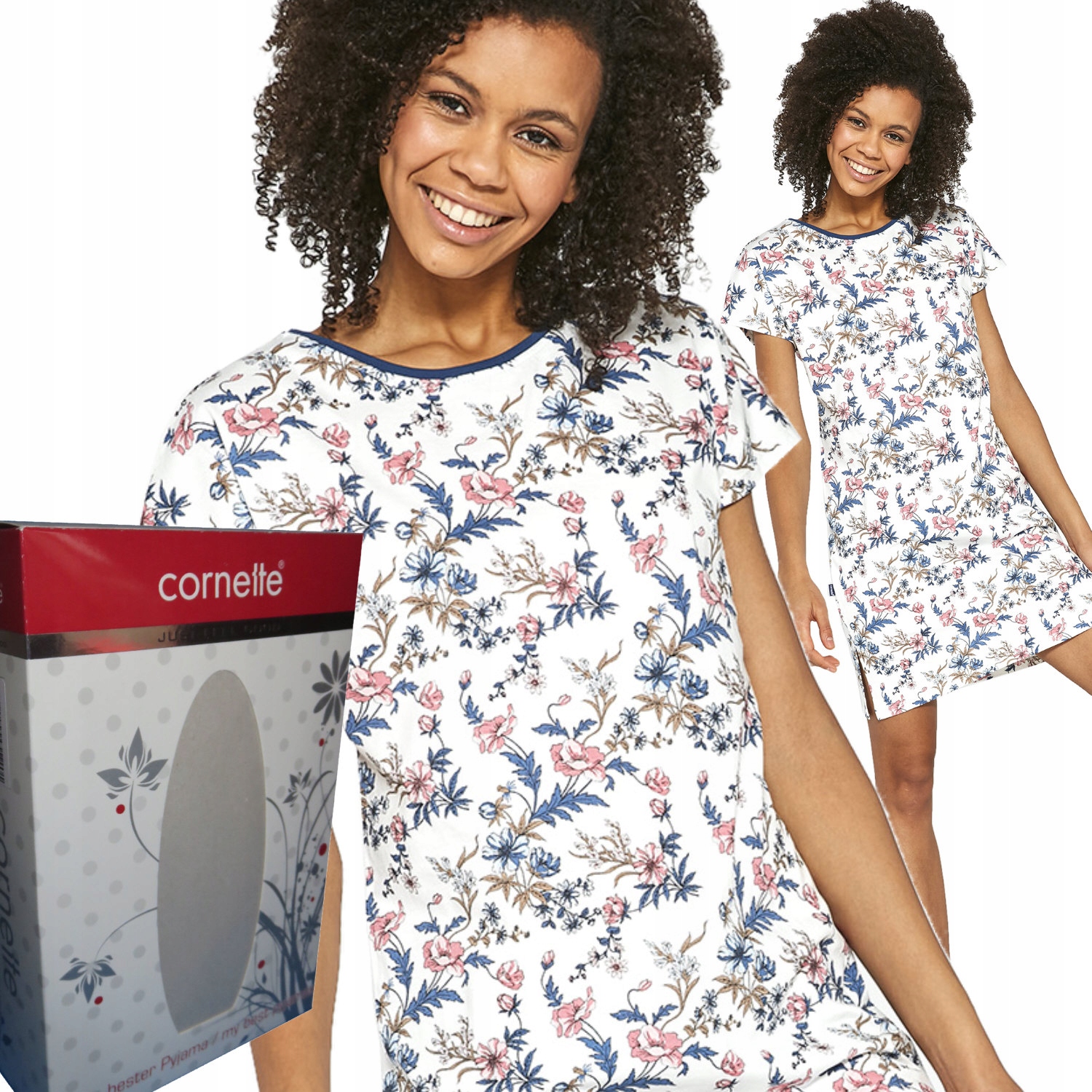 

Cornette koszula damska 167/211 Sarah kwiaty ecru