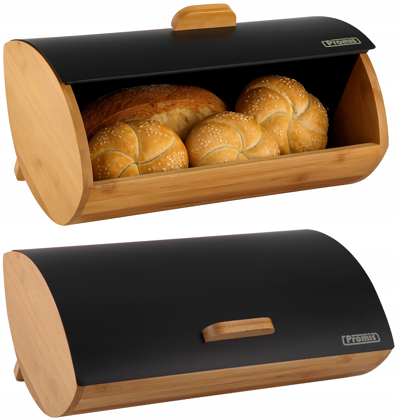 Duży Chlebak Drewniany Metalowy Promis Pojemnik Na Pieczywo Chleb Bambusowy-Zdjęcie-0