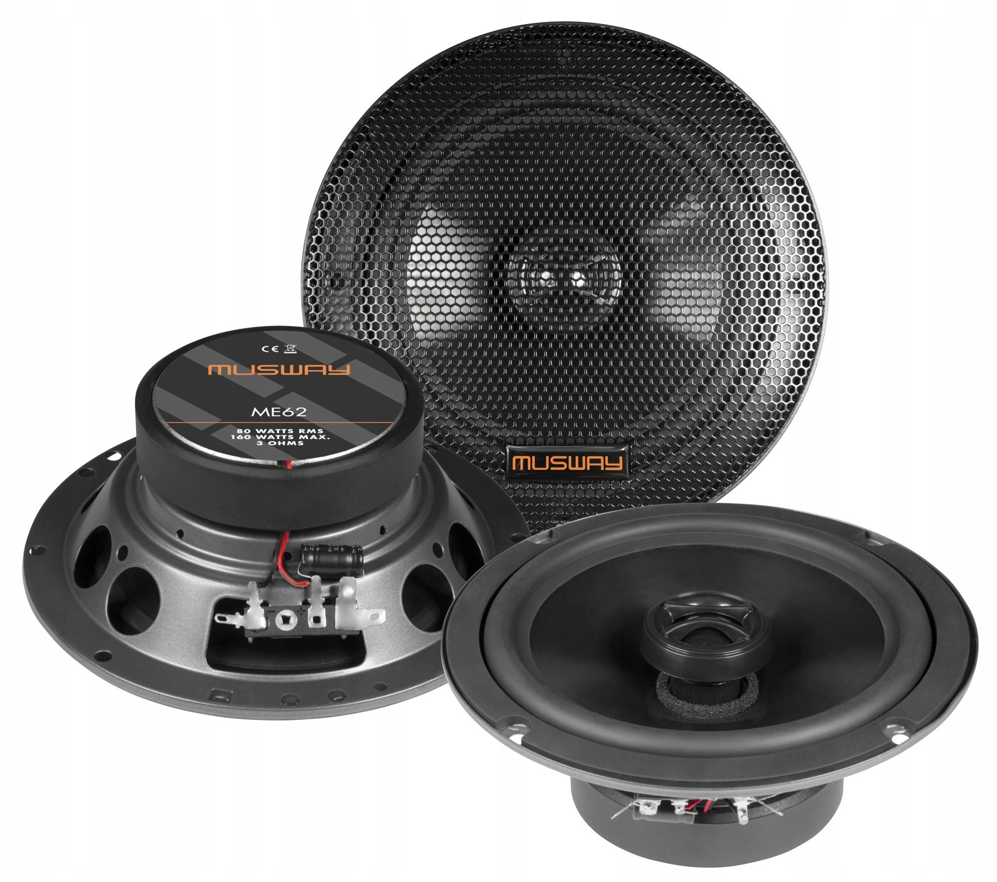 Głośniki samochodowe dwudrożne Musway ME62 moc Rms 80 Wat 3 Ohm 165mm