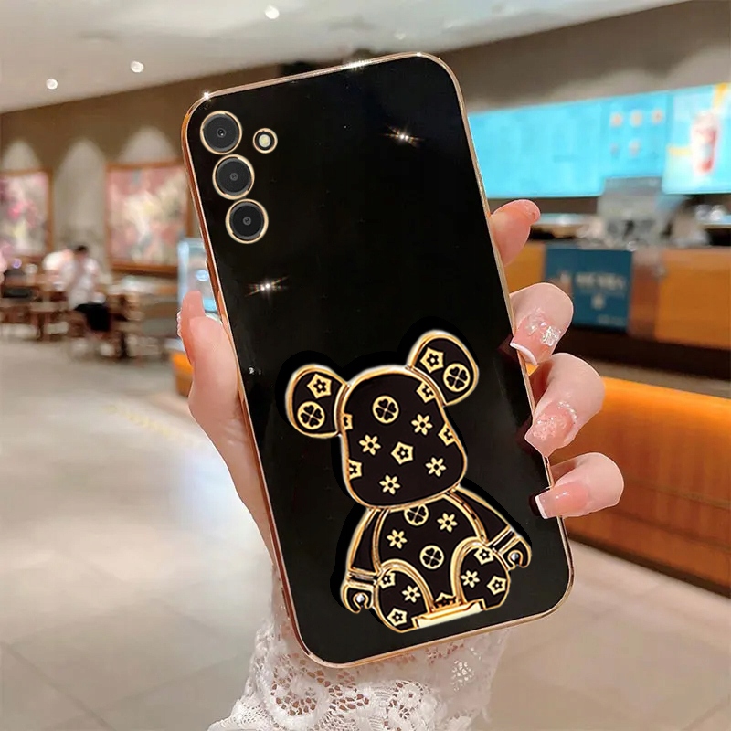 ETUI GLAMOUR DO SAMSUNG A25 5G MIŚ UCHWYT PODSTAWKA BEAR SILIKON + SZKŁO Typ plecki