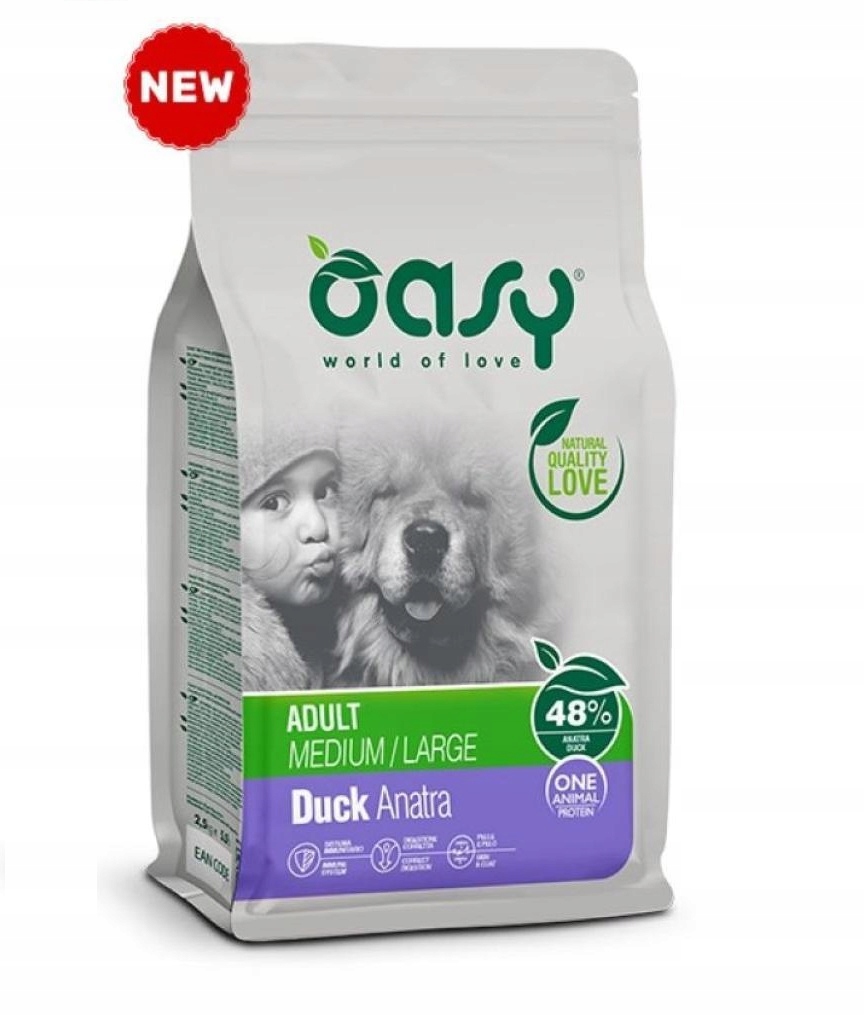 Oasy Duck Anatra Adult M/L krmivo pro dospělé psy s kachnou 12 kg