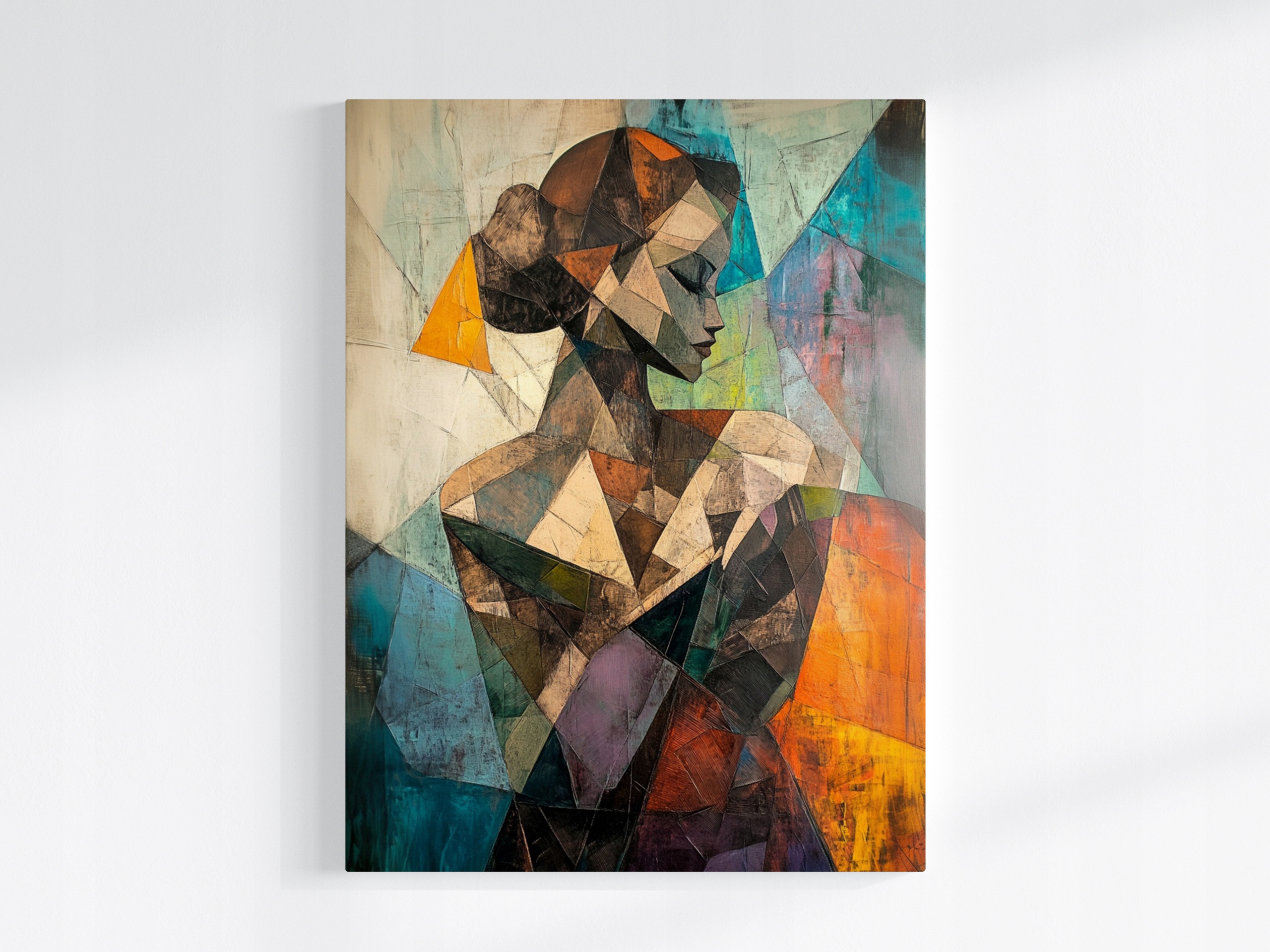 Obraz Na Plátně Canvas Mozaika Kubismus Portrét Žena Silueta 75x100