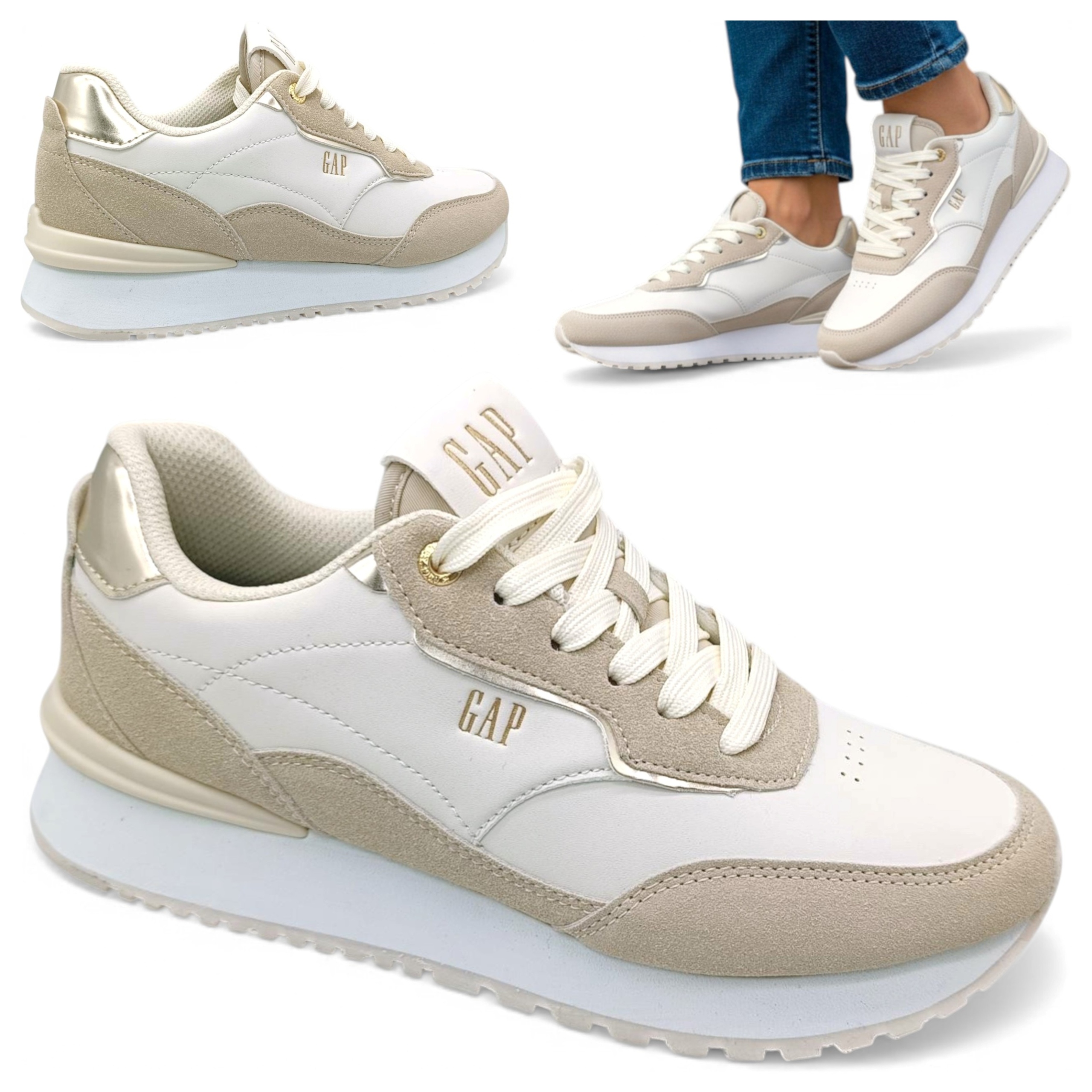 Dámské sportovní tenisky 40 Gap Pohodlné béžové polobotky na šněrování