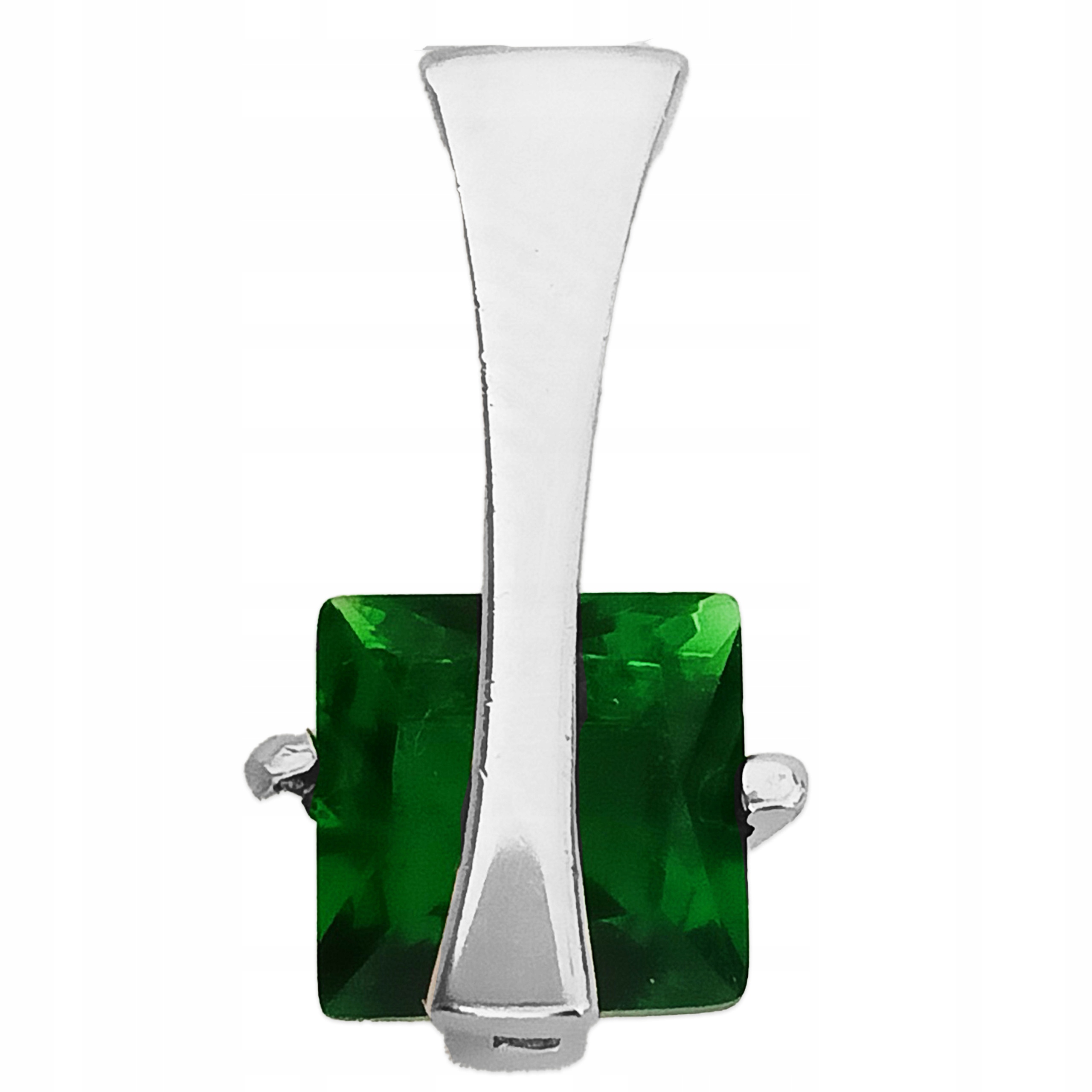 Stříbrný přívěsek 925 elegantní čtvercový lahvově zeleň kubický zirkon