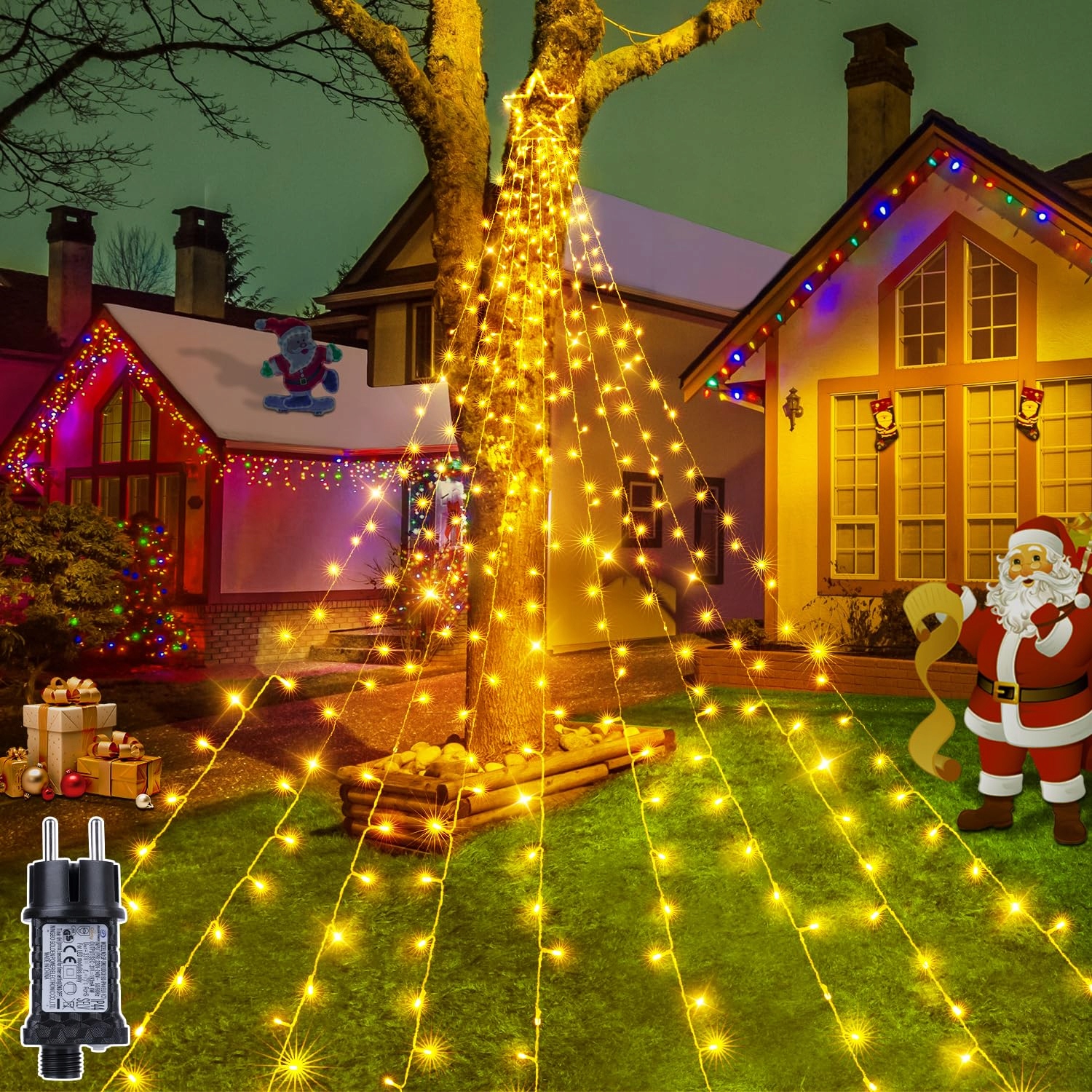 OLLNY WODOODPORNE LAMPKI ŚWIĄTECZNE GRILANDA 8 TRYBÓW 3.5M 352 LED