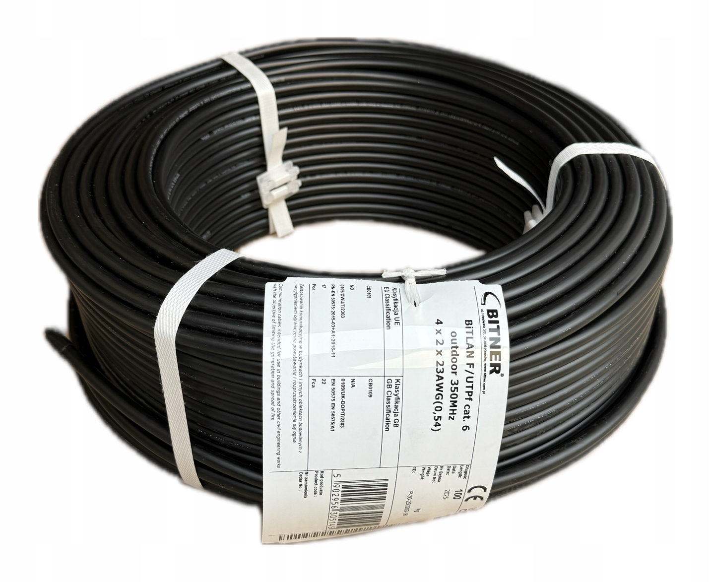 Kabel Ftp Bitner kat. 6 ekranowany, zewnętrzny, żelowany, ziemny 100m