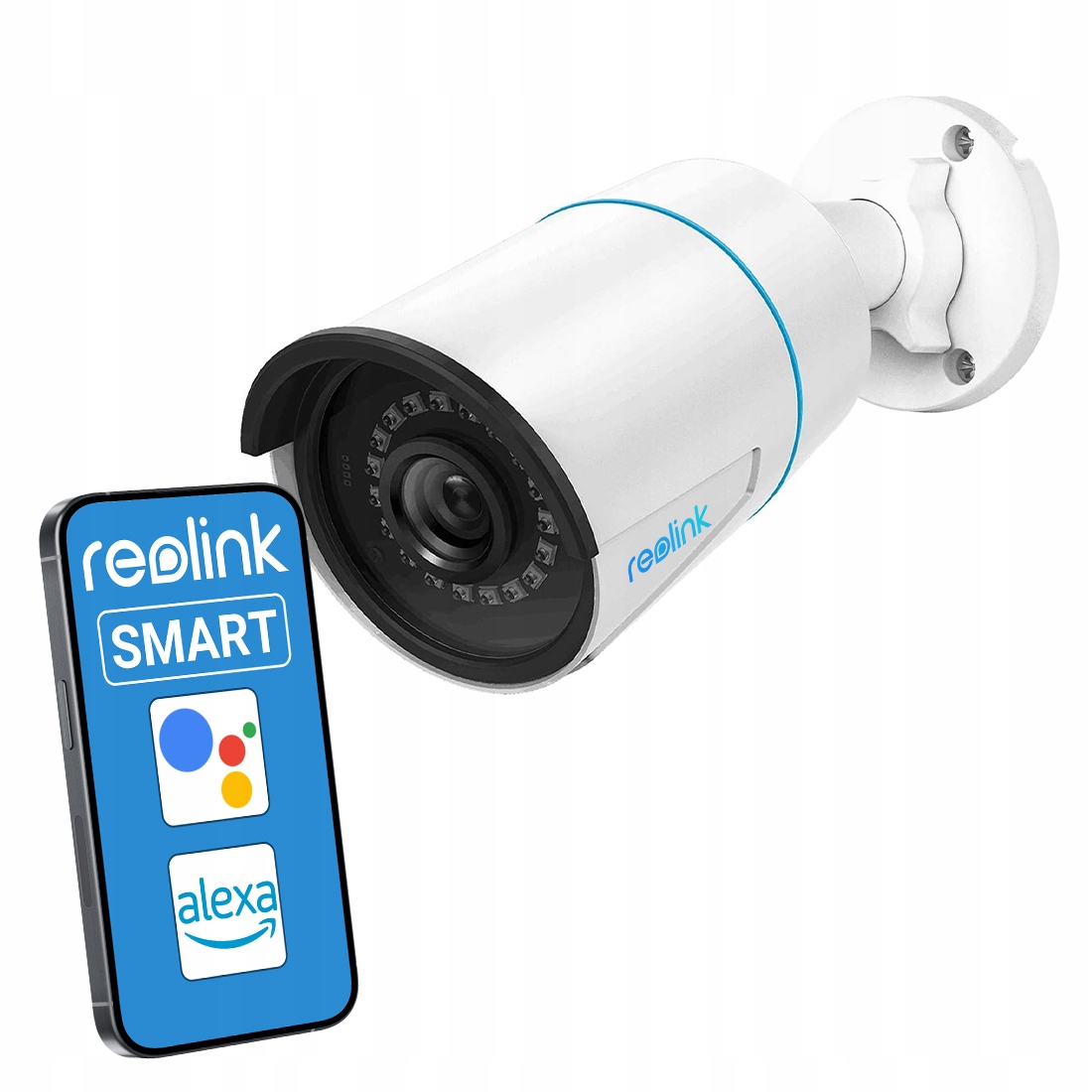 Kamera zewnętrzna Ip 5MP Hd PoE Aplikacja Detekcja IP67 Reolink biała