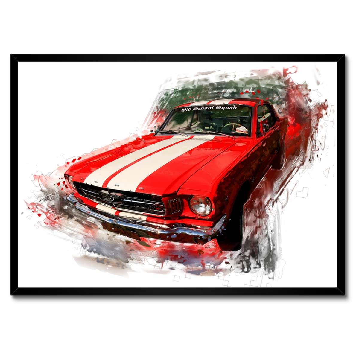 Plakáty v rámu 70x50 Červený Ford Mustang Usa Old School Squad