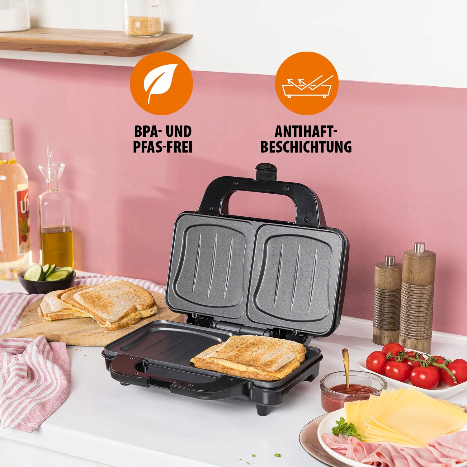 TRISTAR SA3060 Sandwich Maker Deep Grill Plates Two Portions Black — miniatura 6